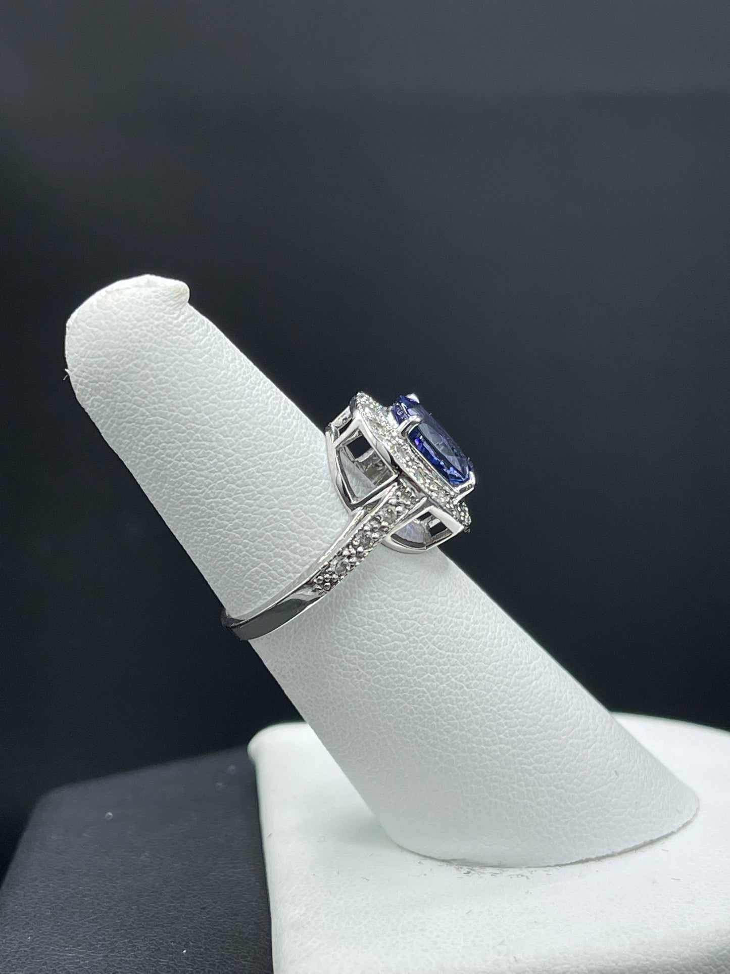 3.65 Carat AAA Natural Tanzanite & Diamond Platinum Ring (Size 5.5)