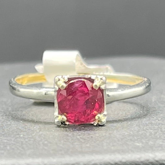 1.26 Carat Natural Ruby 18k White Gold Designer Engagement Ring (Size 8.25)