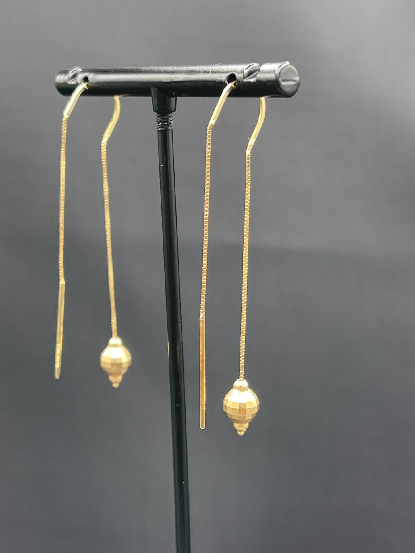 Unique Solid 14k Yellow Gold Ball Dangle Earrings