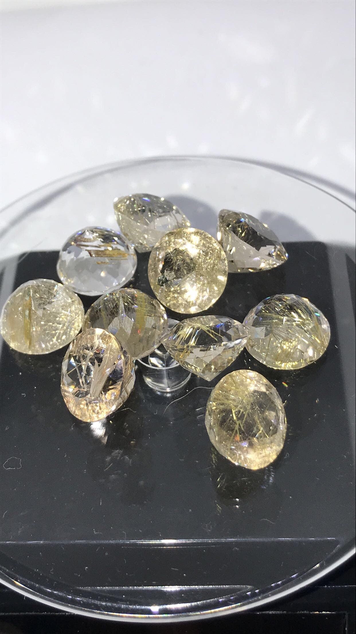 Faceted Rutile Quartz Round Loose Gemstones