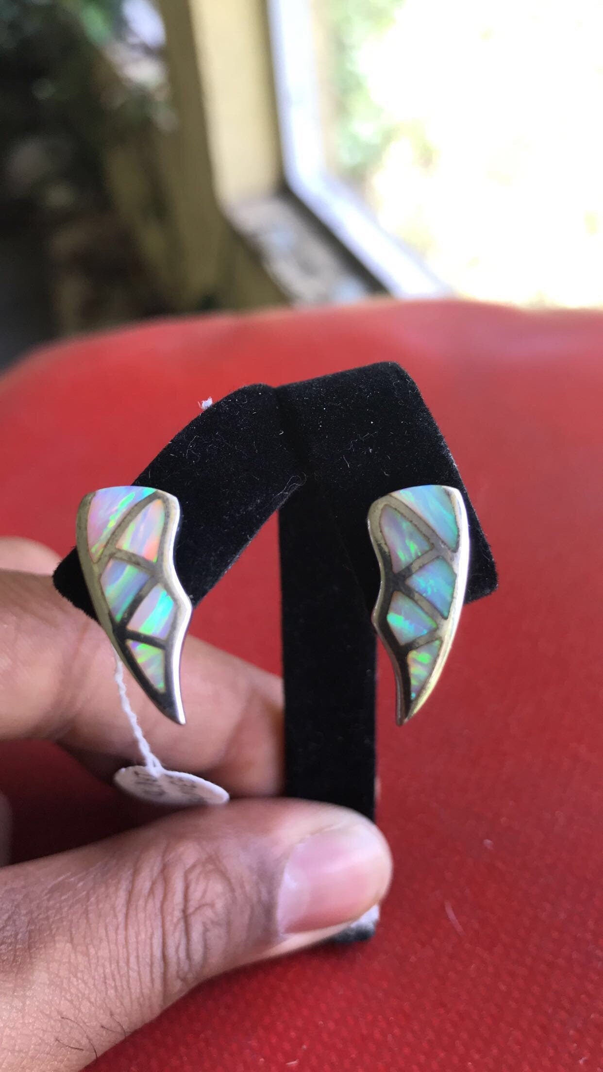 Inlaid Australian Opal Sterling Silver Earrings