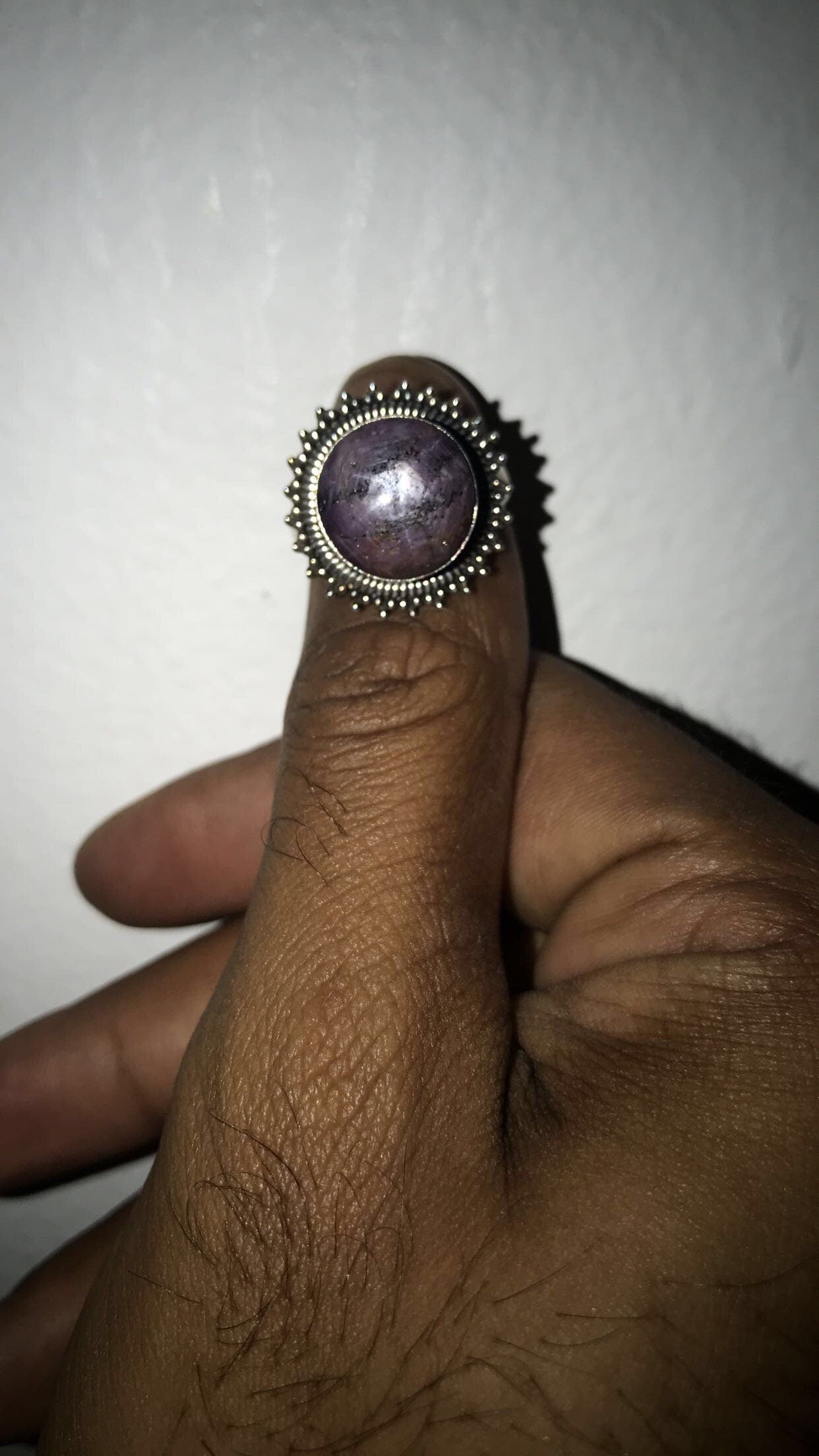 Natural Star Ruby Bezel Set Ring (Size 9)