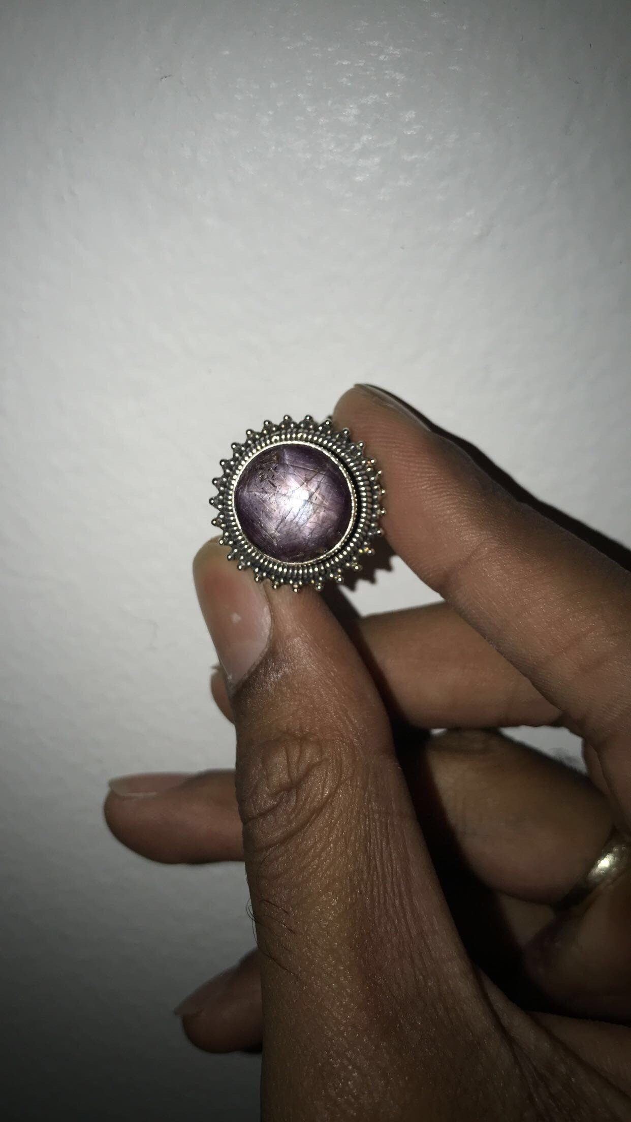 Natural Star Ruby Bezel Set Ring (Size 7)