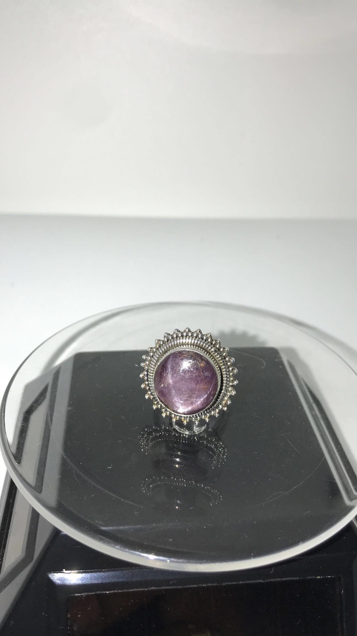 Natural Star Ruby Bezel Set Ring (Size 7)