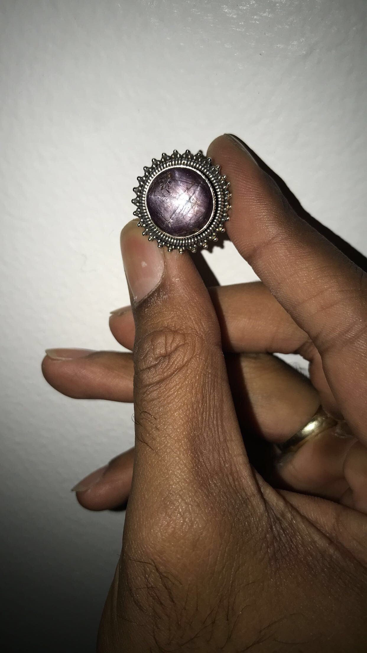 Natural Star Ruby Bezel Set Ring (Size 7)