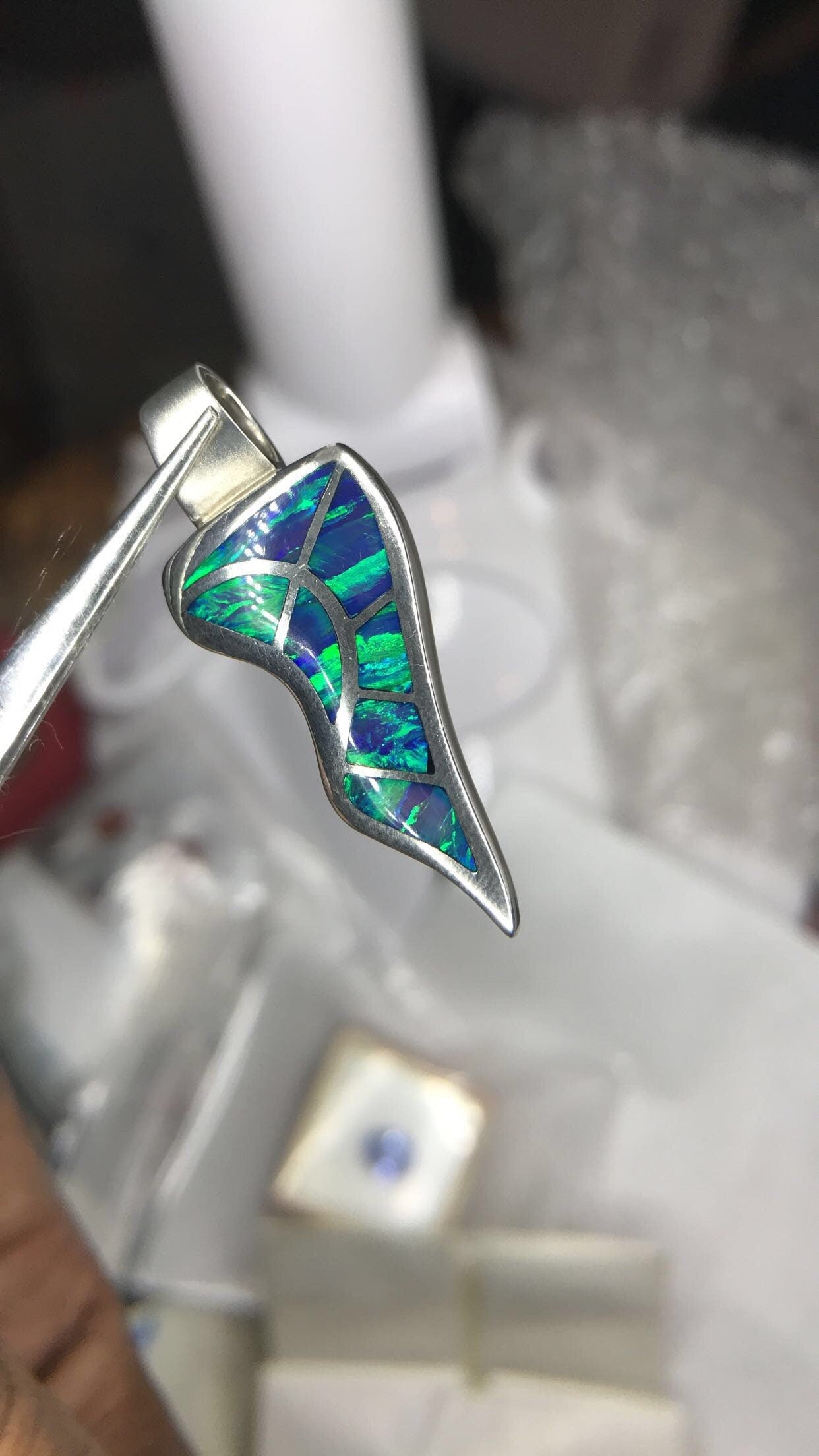 Inlaid Australian Opal Sterling Silver Pendant