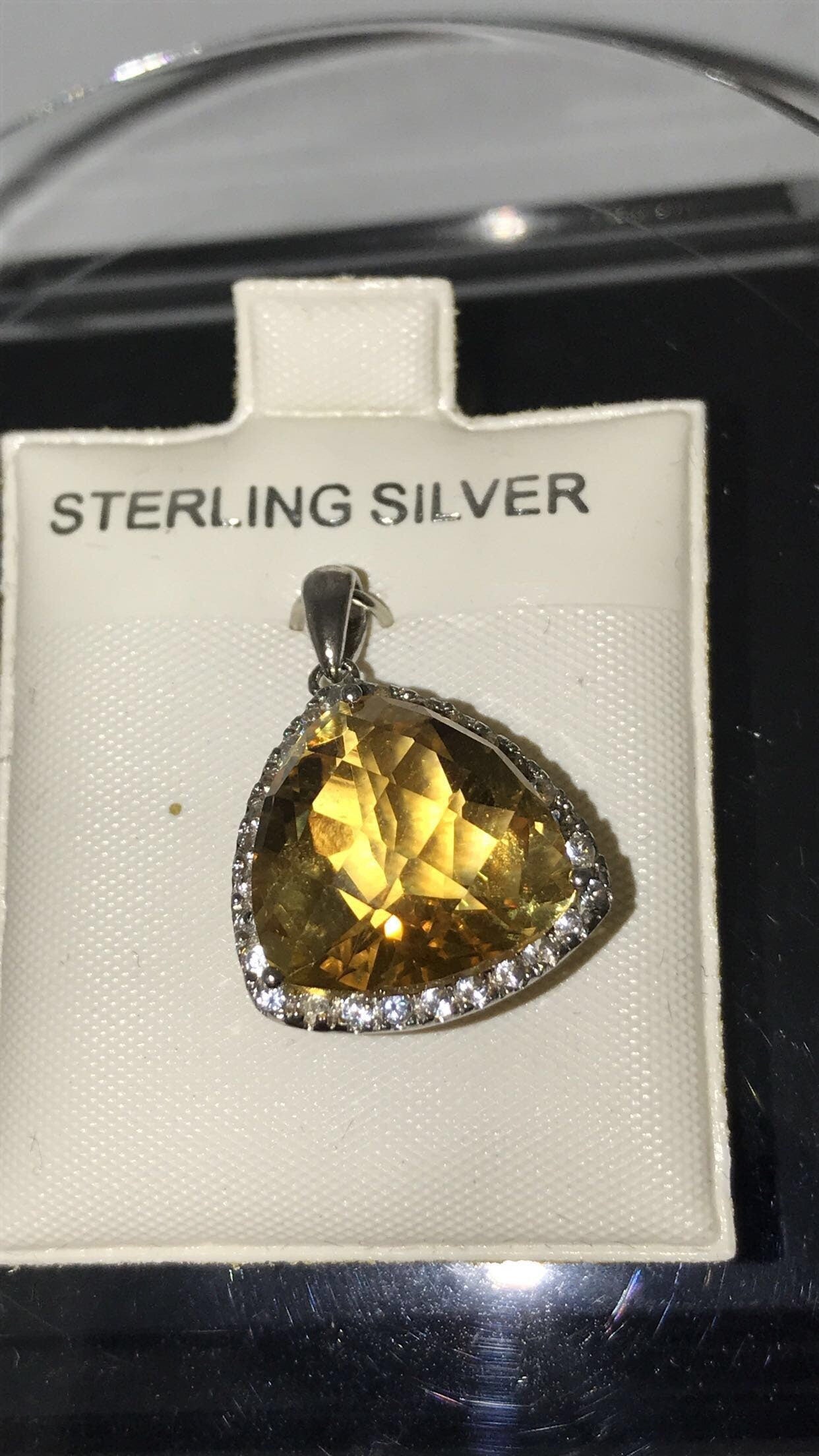 11.50 Carat Citrine & White Topaz Sterling Silver Pendant