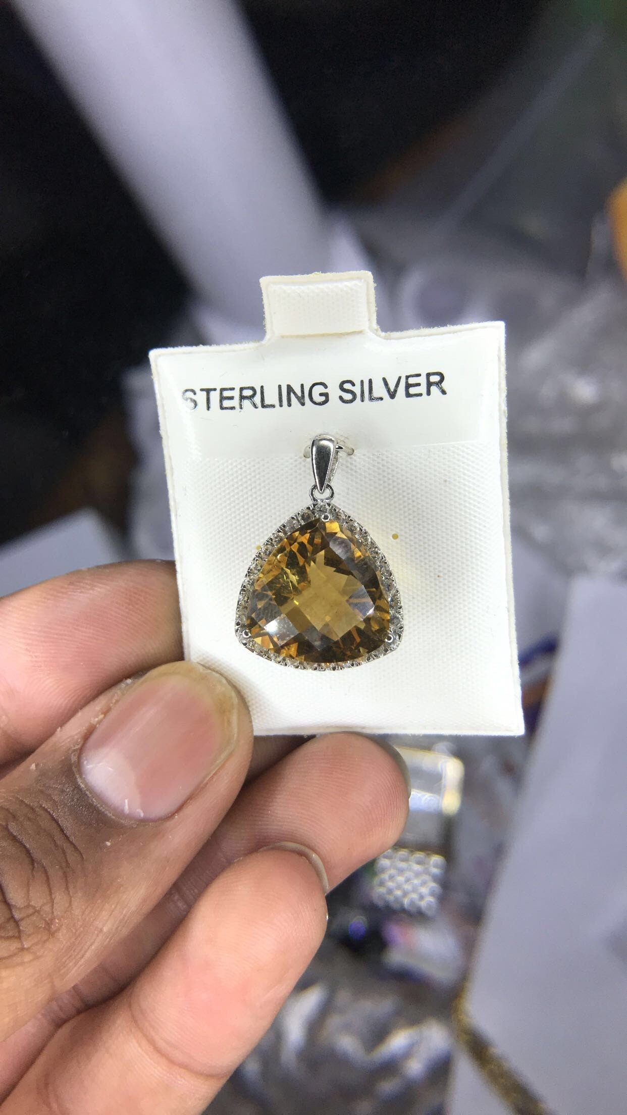 11.50 Carat Citrine & White Topaz Sterling Silver Pendant