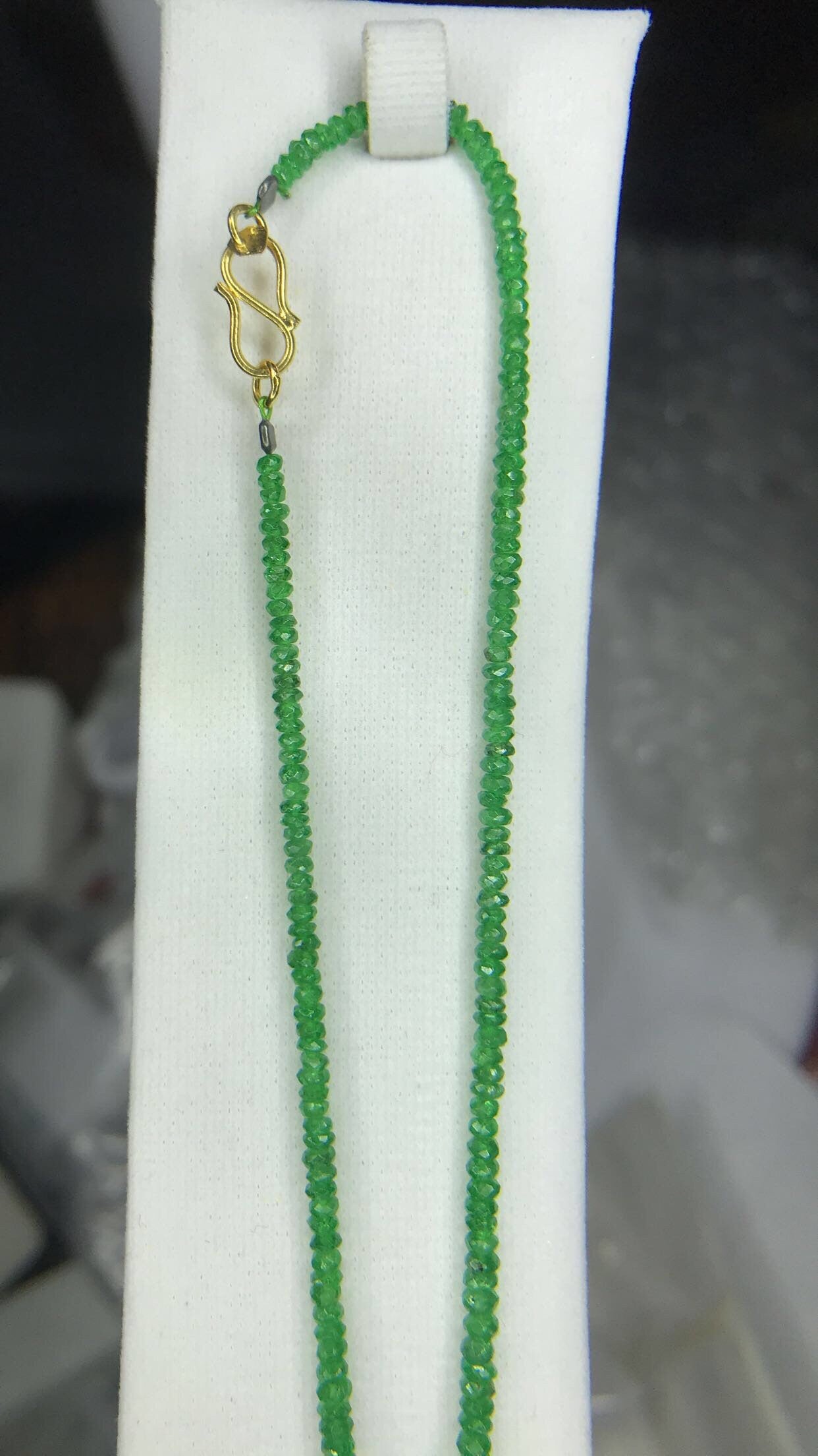 Faceted Tsavorite 18K Gold S Clasp Necklace