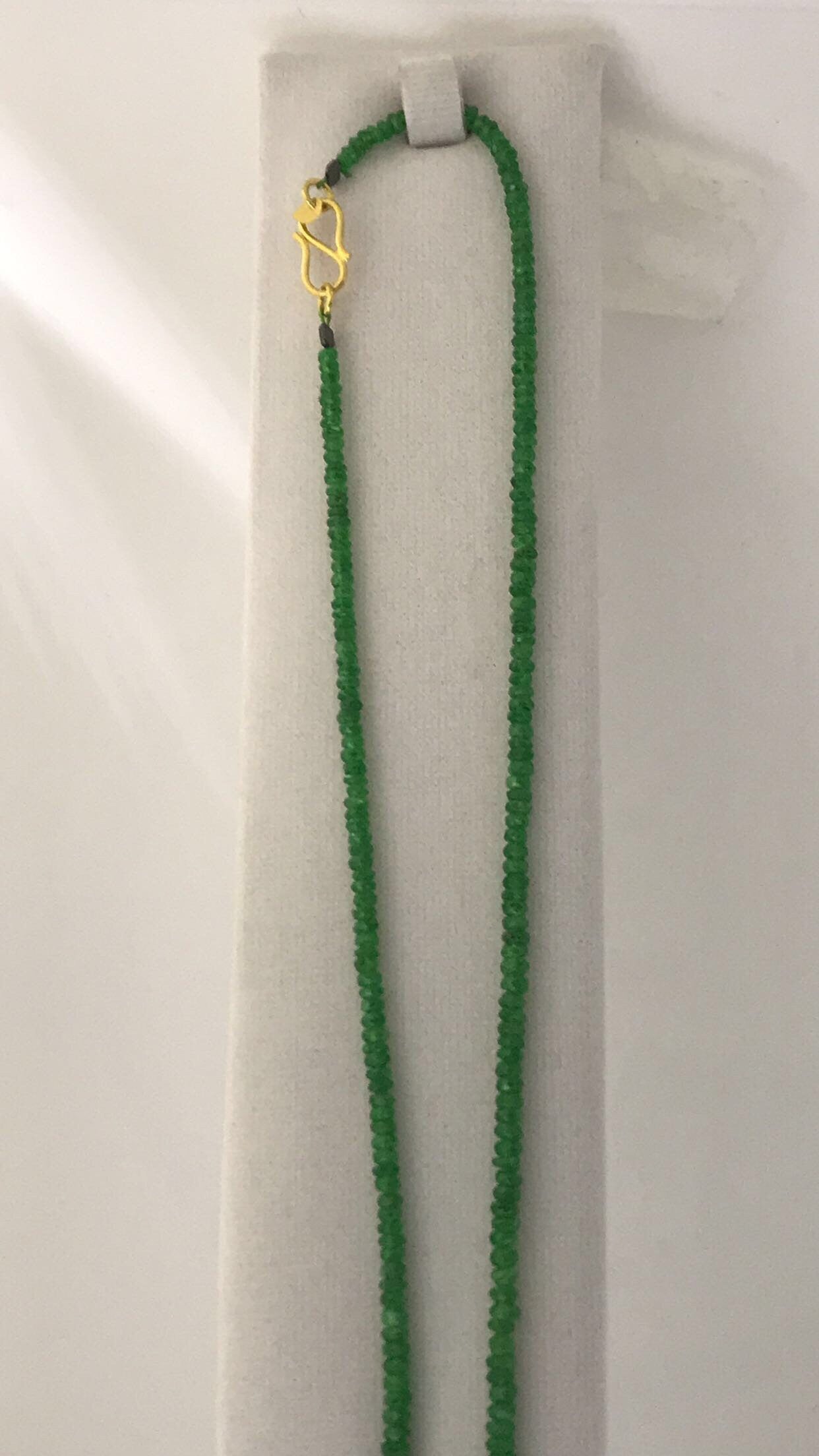 Faceted Tsavorite 18K Gold S Clasp Necklace