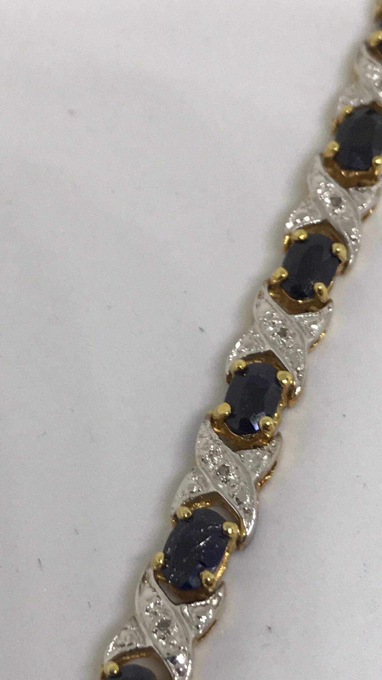 Natural Midnight Sapphire Diamond 18K Vermeil Sterling Silver Bracelet