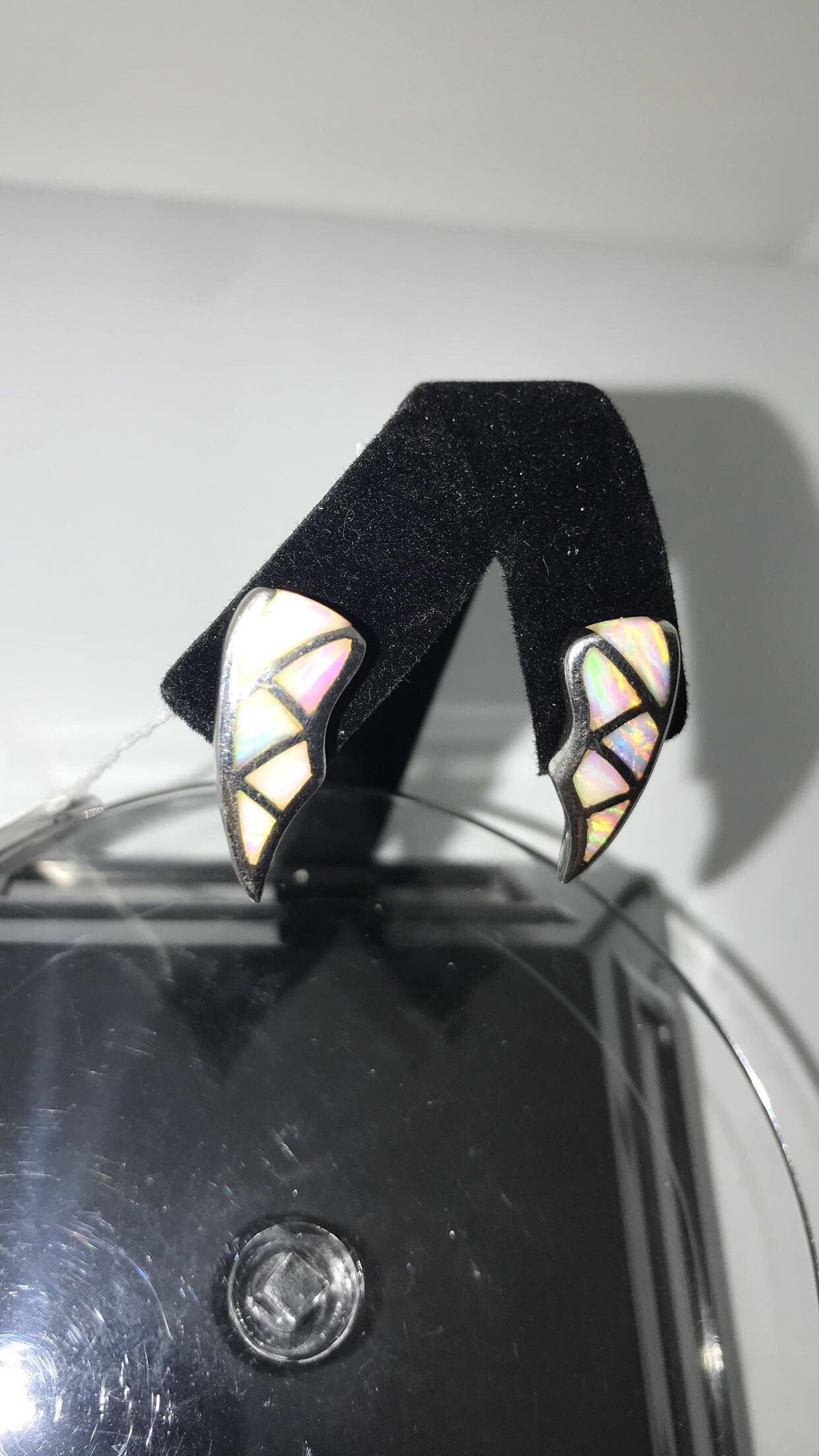 Inlaid Australian Opal Sterling Silver Earrings