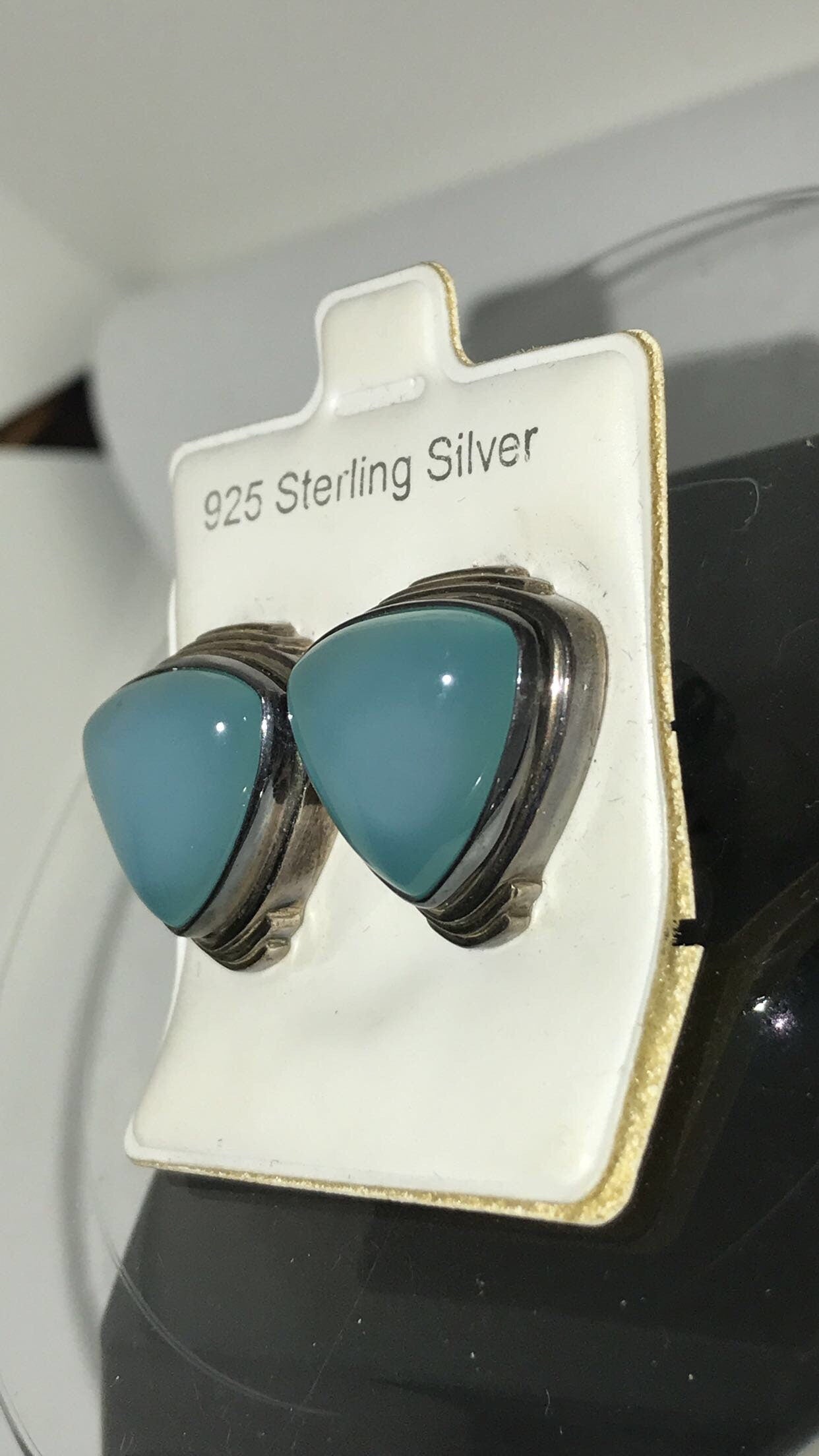 Natural Blue Chalcedony Sterling Silver Earrings