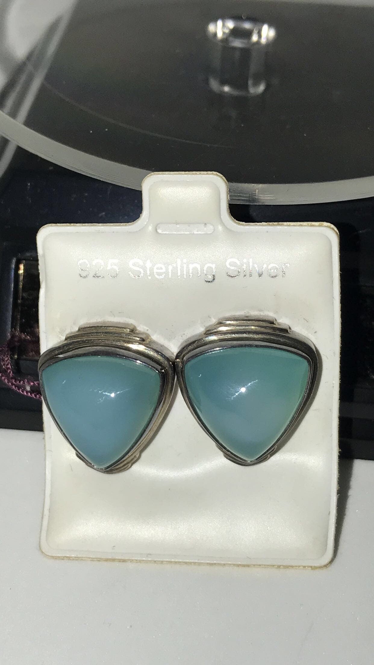 Natural Blue Chalcedony Sterling Silver Earrings