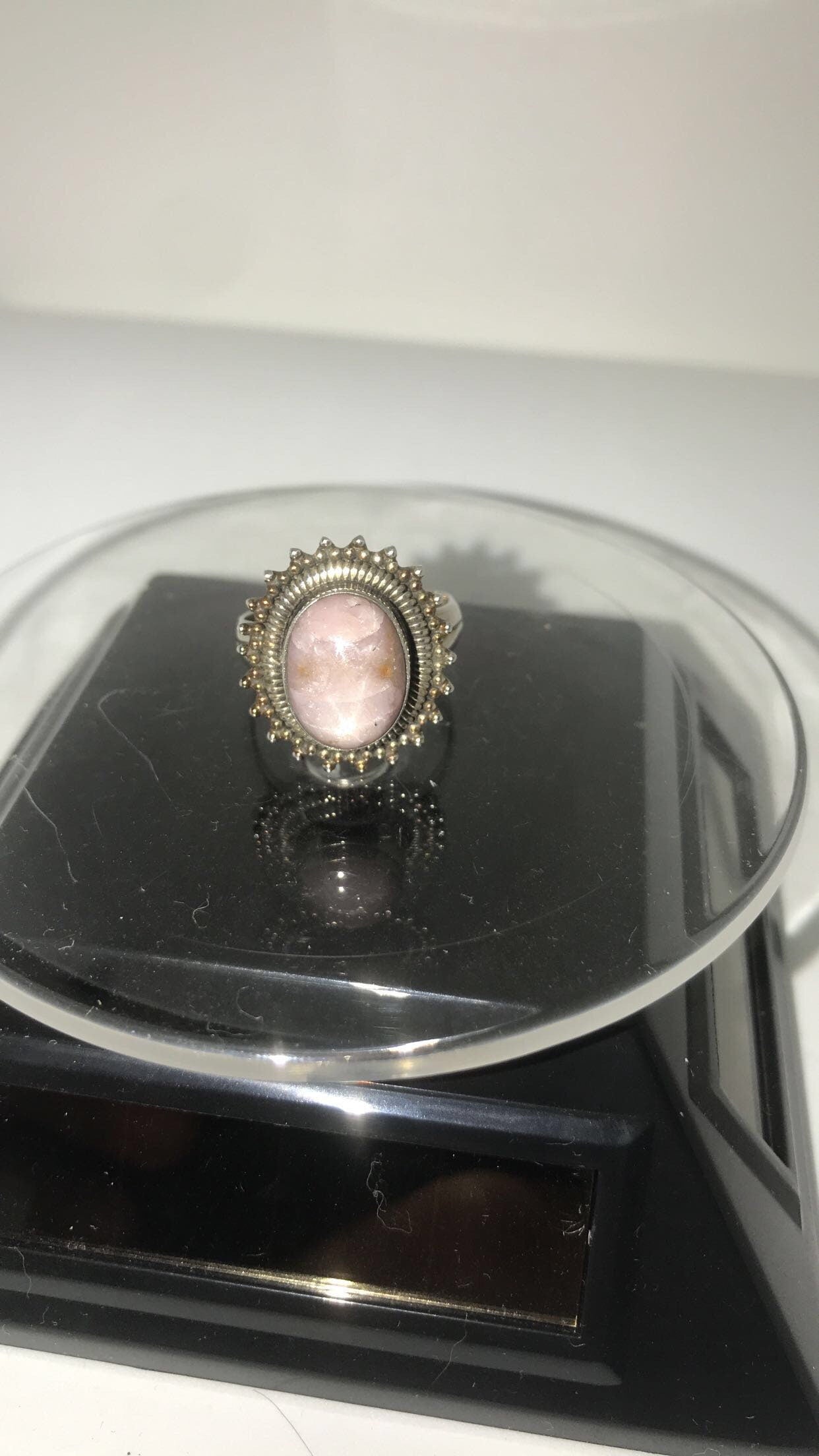 Pink Star Sapphire Bezel Set Sterling Silver Ring (Size 9.5)