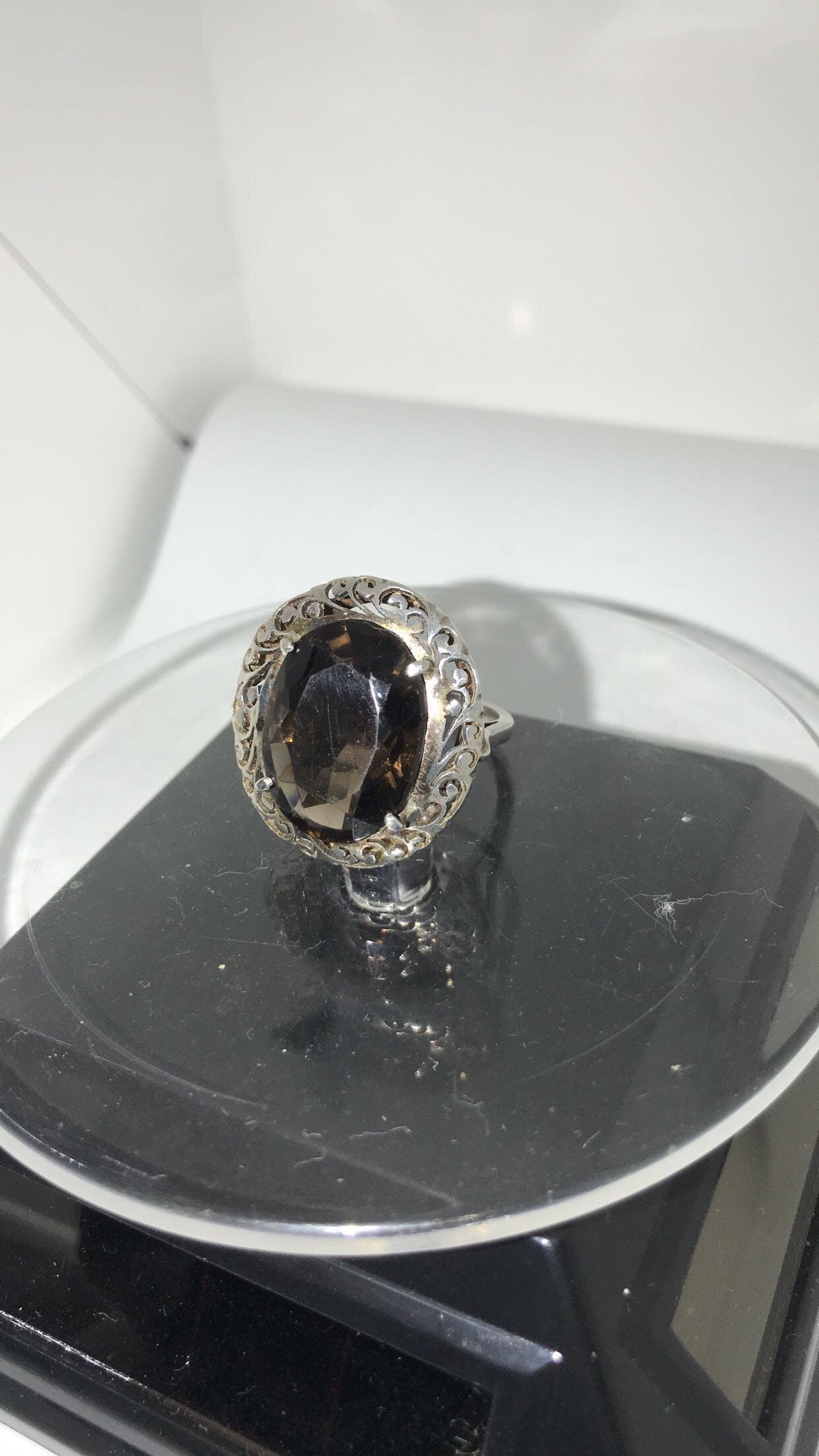 Smokey Quartz Sterling Silver Ring (Size 10)