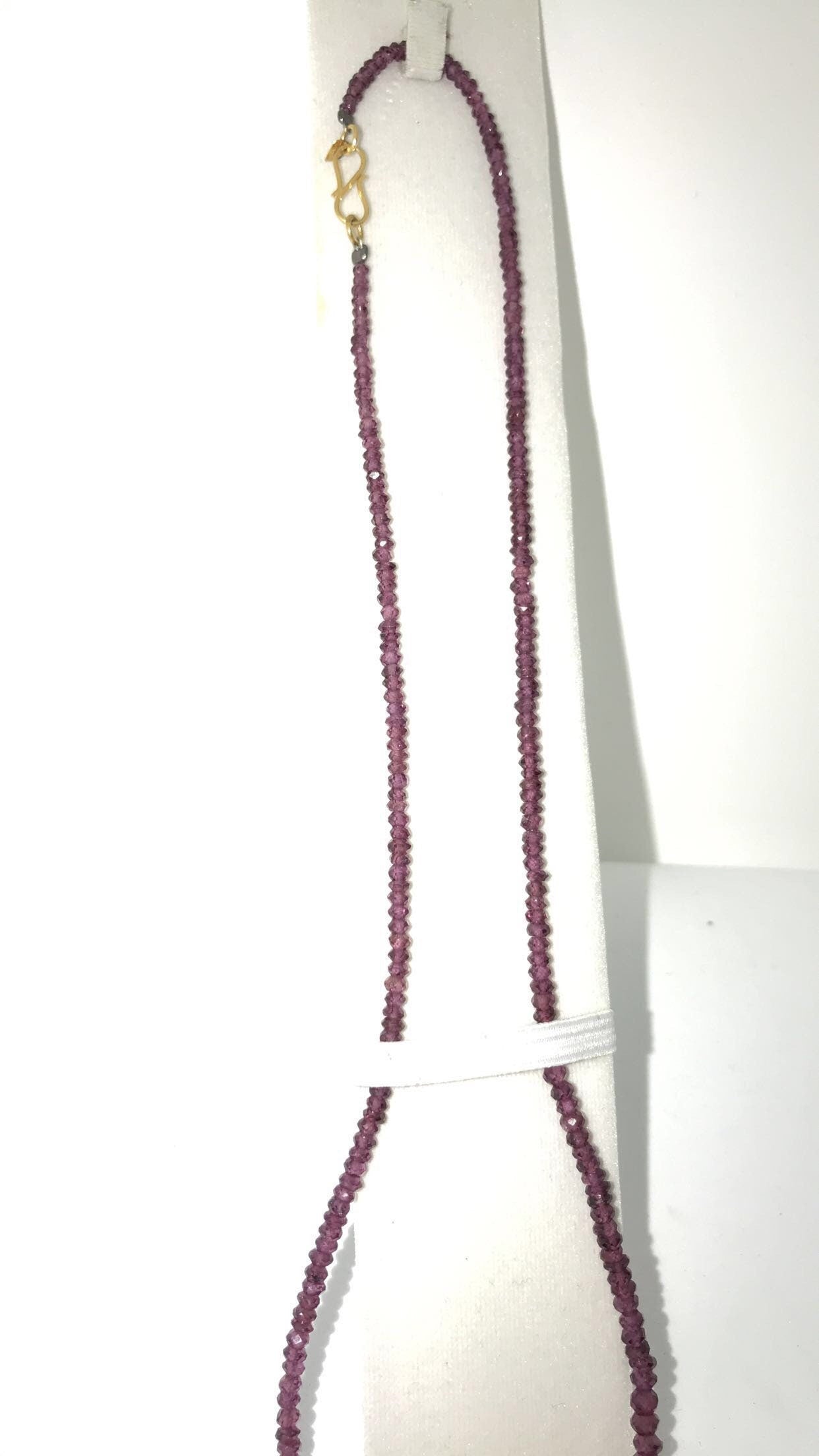 Rhodolite Garnet Faceted 18K Gold S Clasp Necklace