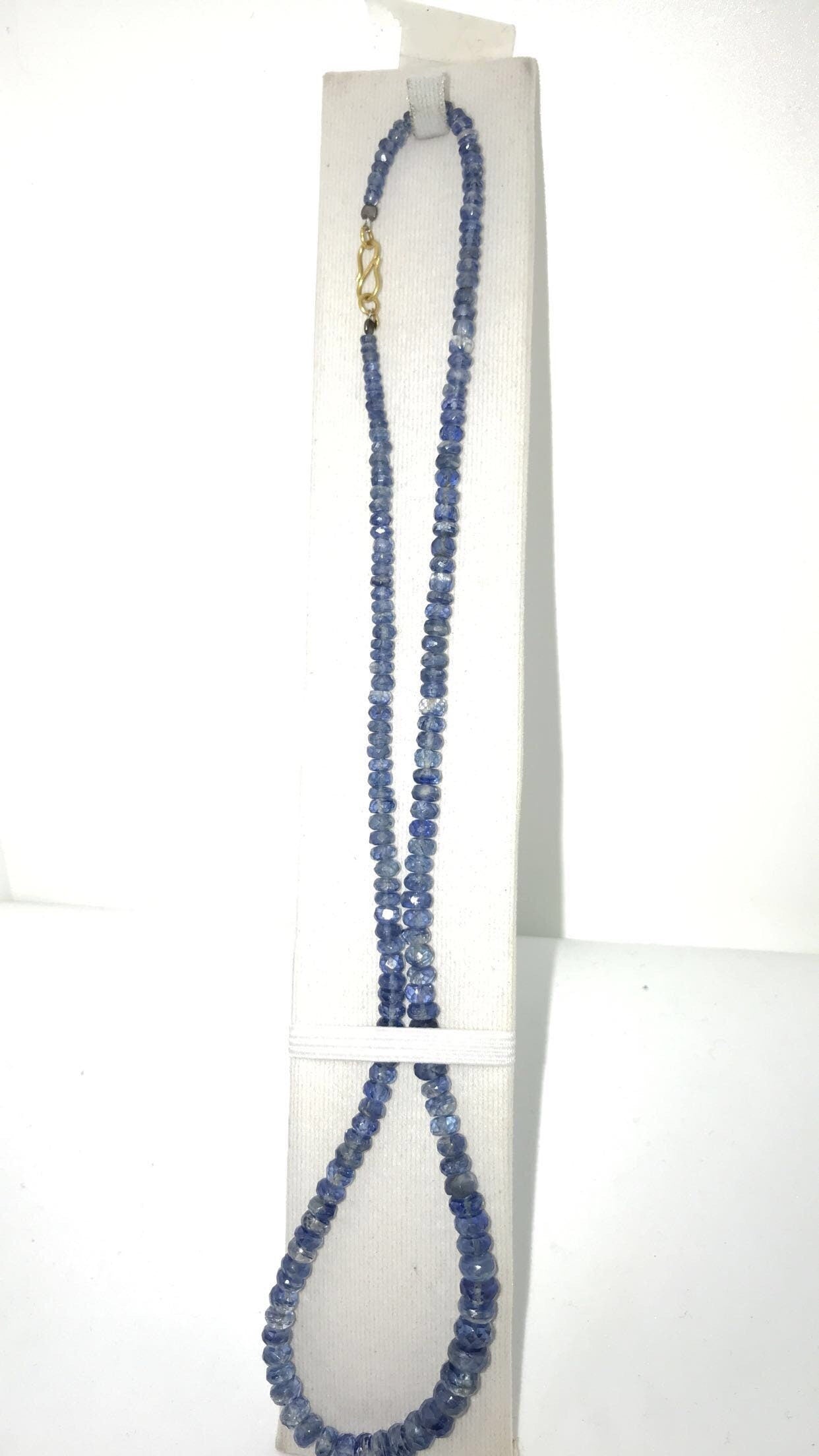 Faceted Kyanite 18K Gold S Clasp Necklace