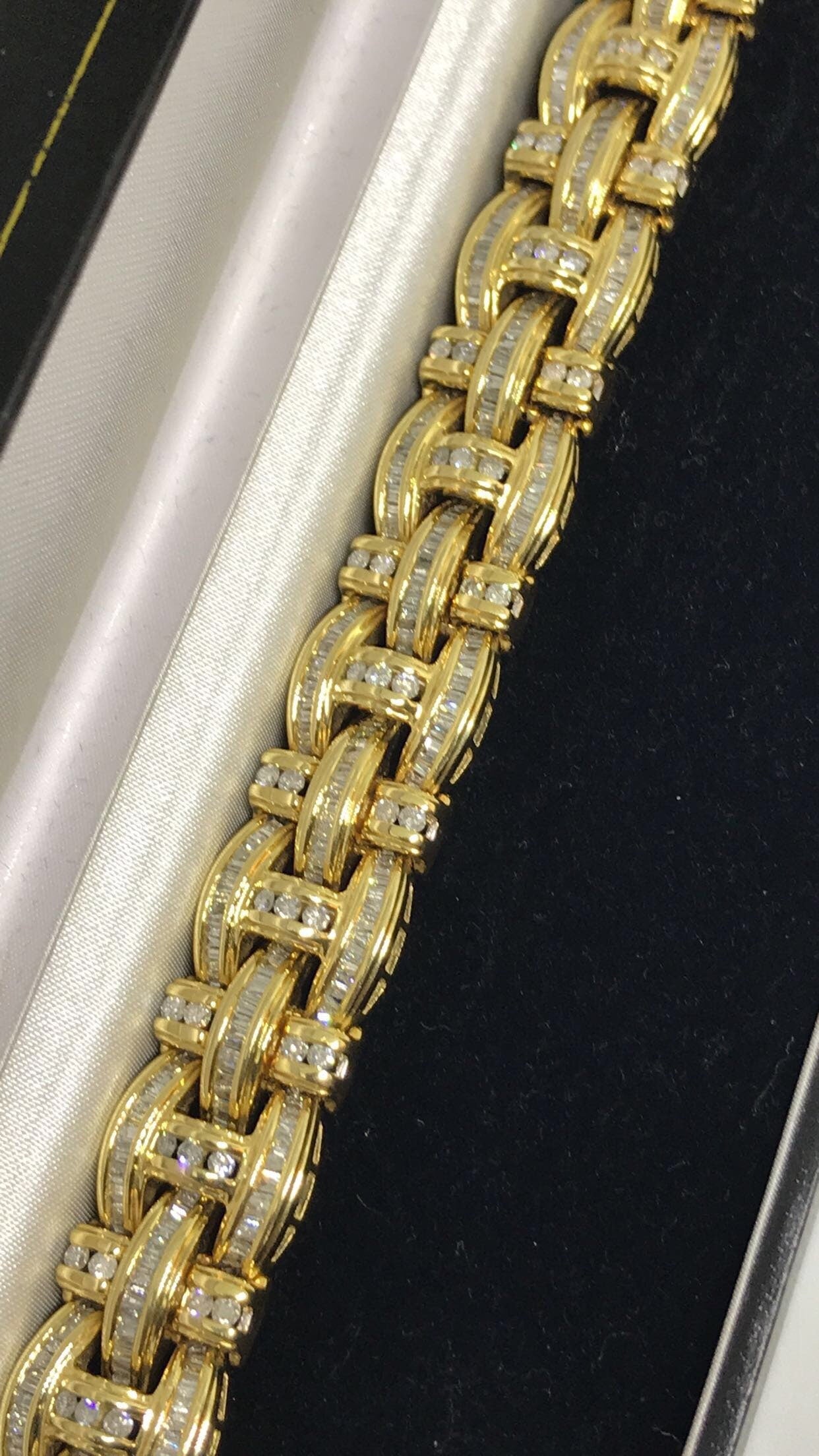 14.55 Carat Natural Diamond 14k Solid Gold Bracelet | Unisex | 81.40 Grams | SI1 Clarity | 8 Inches