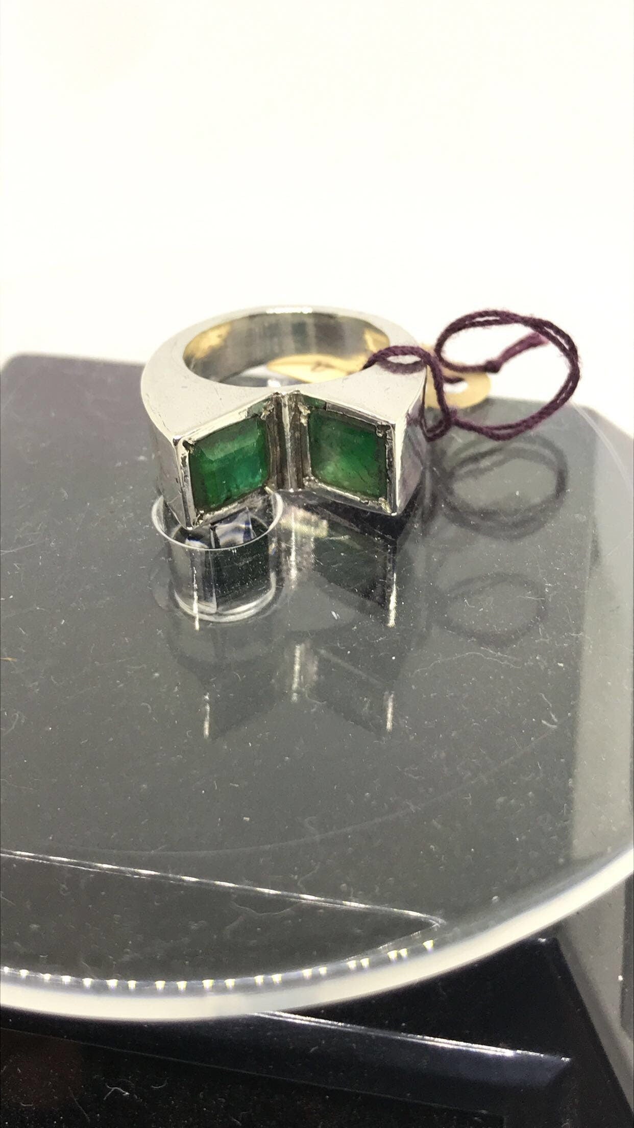 Fancy Brazilian Emerald Handmade Sterling Silver Ring (Size 7)