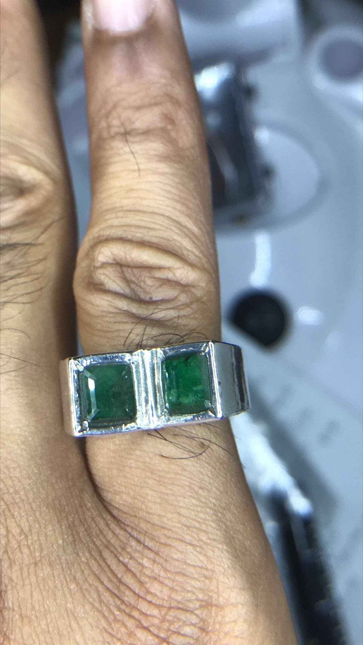 Fancy Brazilian Emerald Handmade Sterling Silver Ring (Size 7)