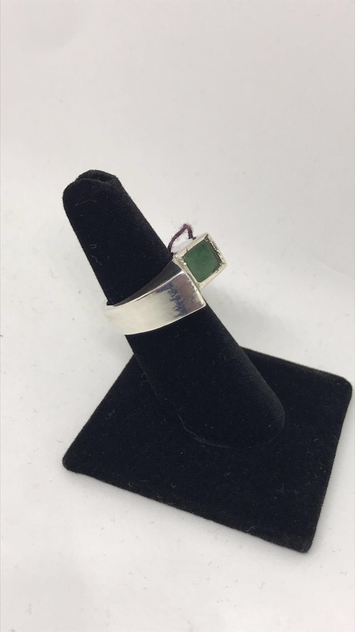 Fancy Brazilian Emerald Handmade Sterling Silver Ring (Size 7)