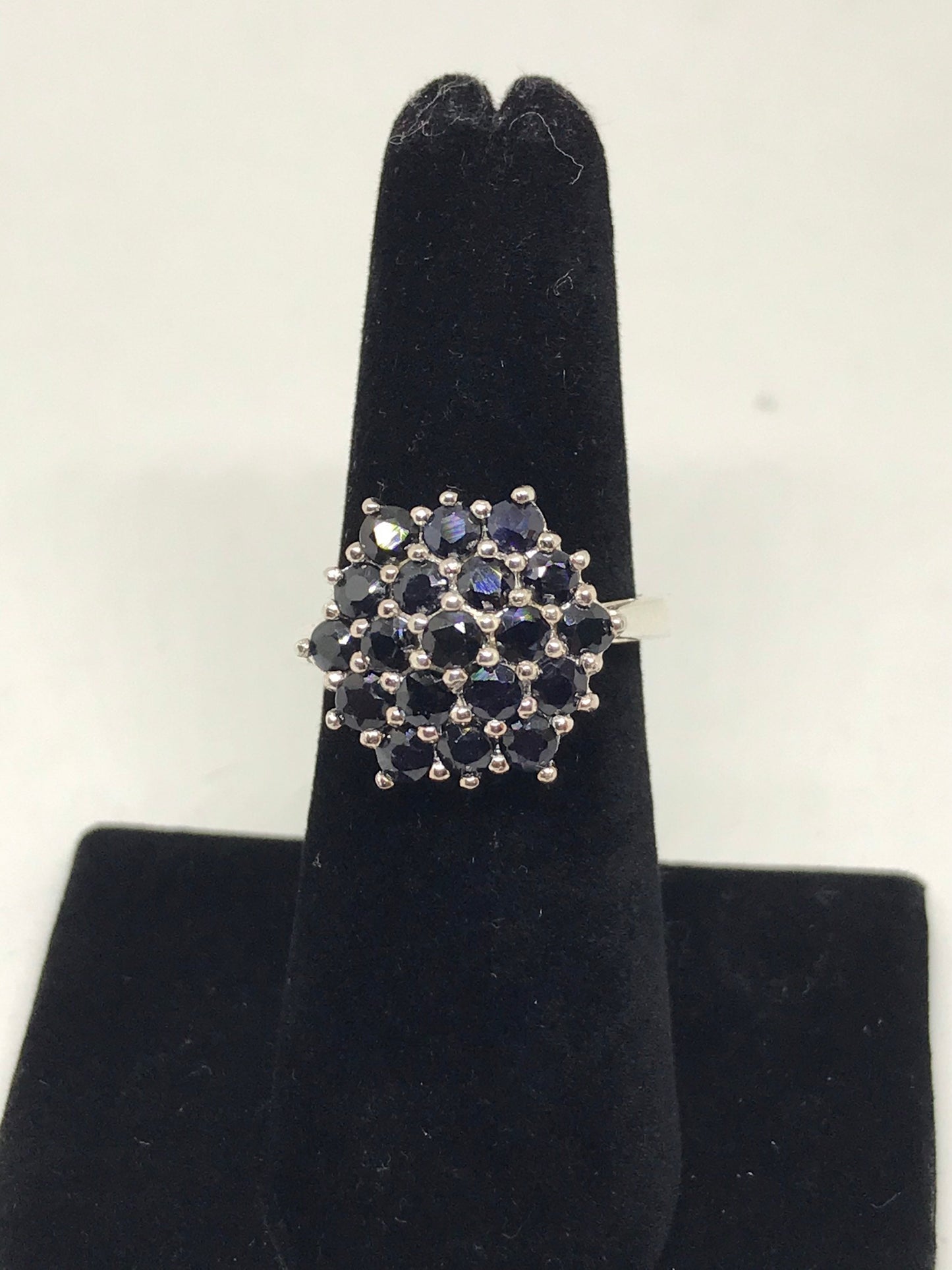 Natural Cluster Sapphire Sterling Silver Ring