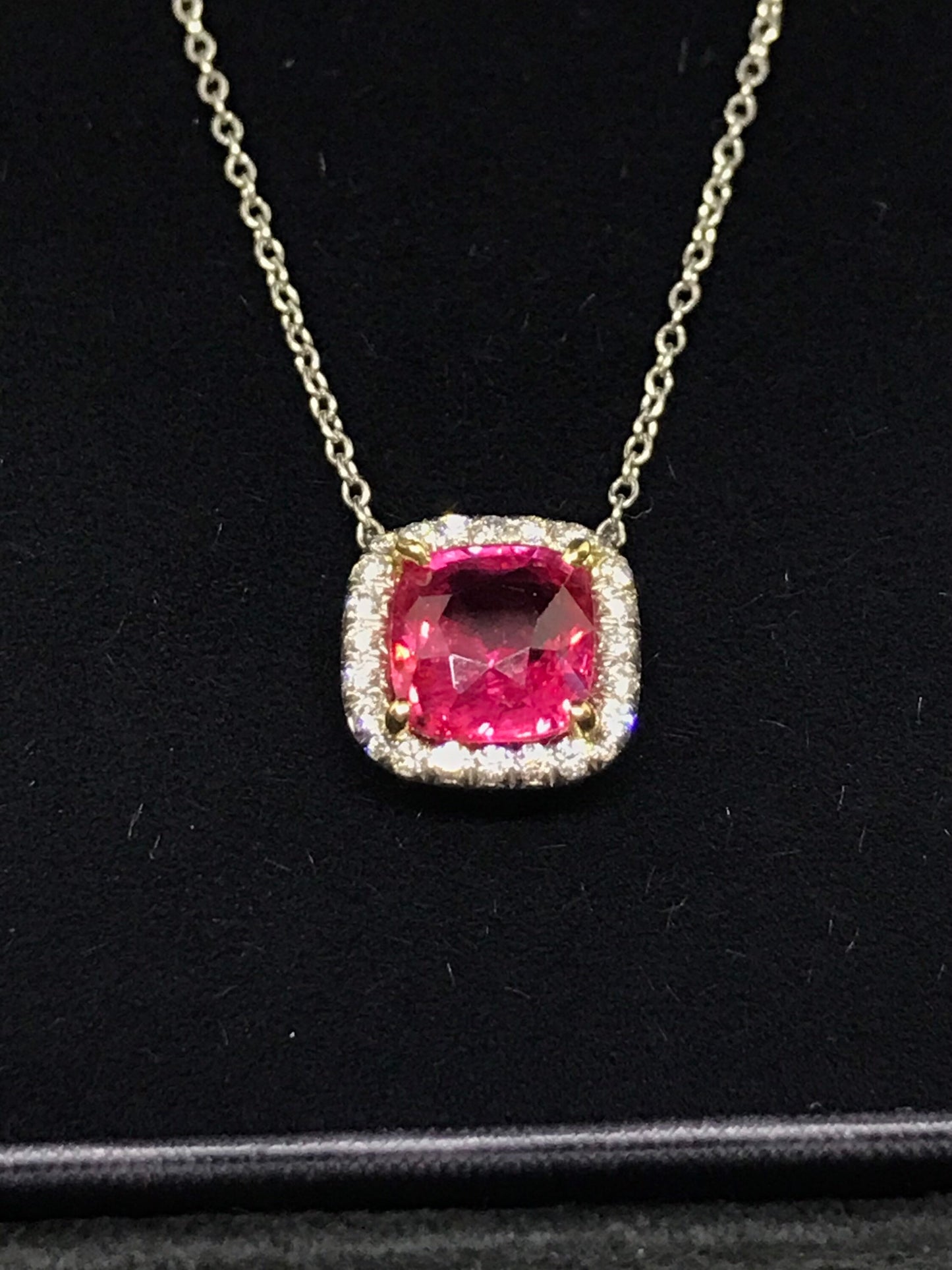 GIA Certified Tiffany & Co. Pink Sapphire And Diamond Platinum Necklace