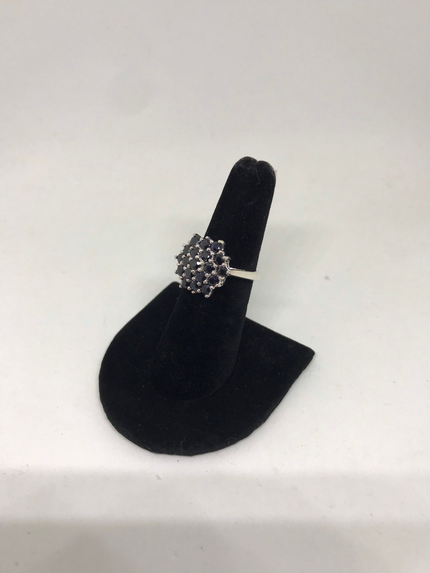 Natural Cluster Sapphire Sterling Silver Ring