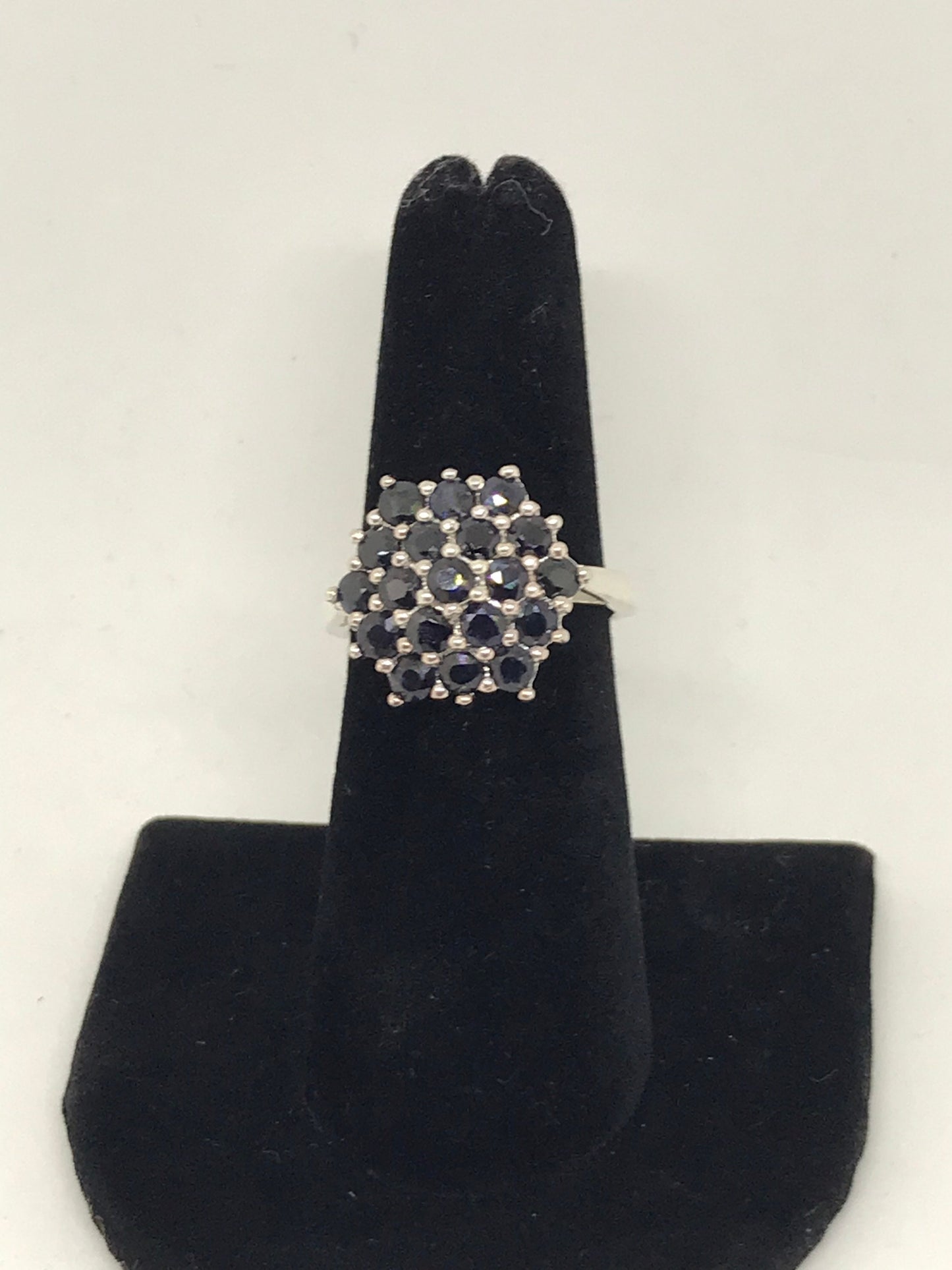 Natural Cluster Sapphire Sterling Silver Ring