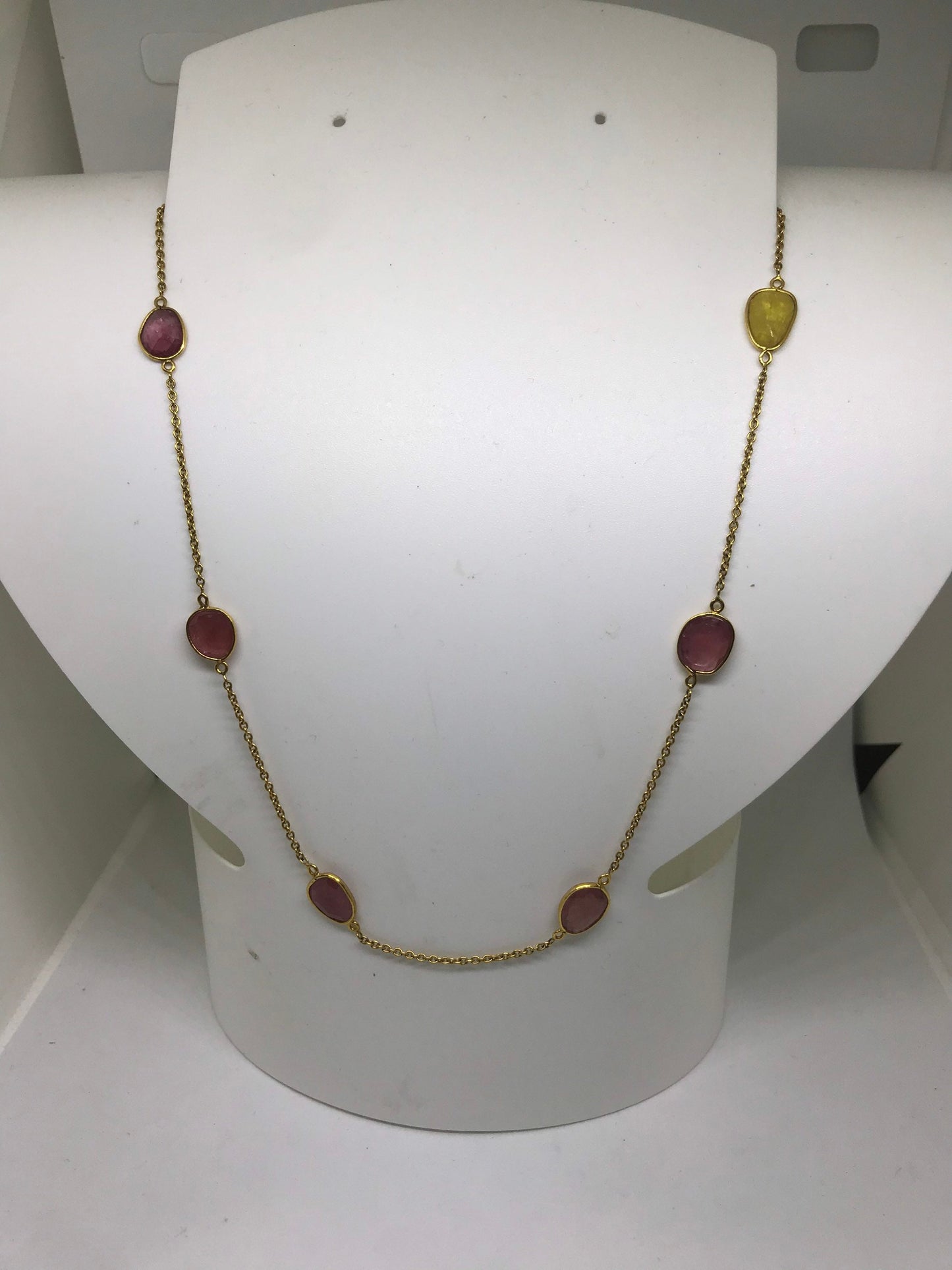 Multi Color Sapphire 18K Necklace (20.94 Carats)