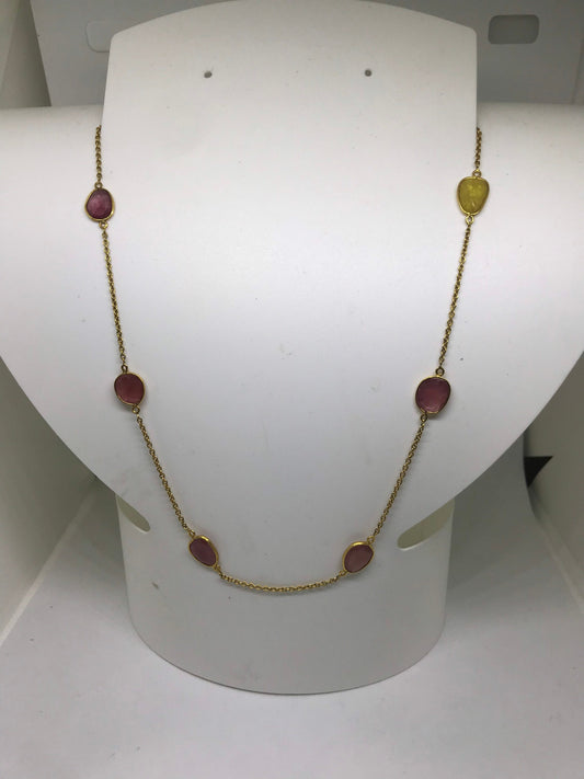 Multi Color Sapphire 18K Necklace (20.94 Carats)