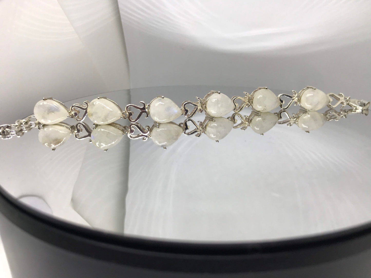 Rainbow Moonstone Sterling Silver Bracelet