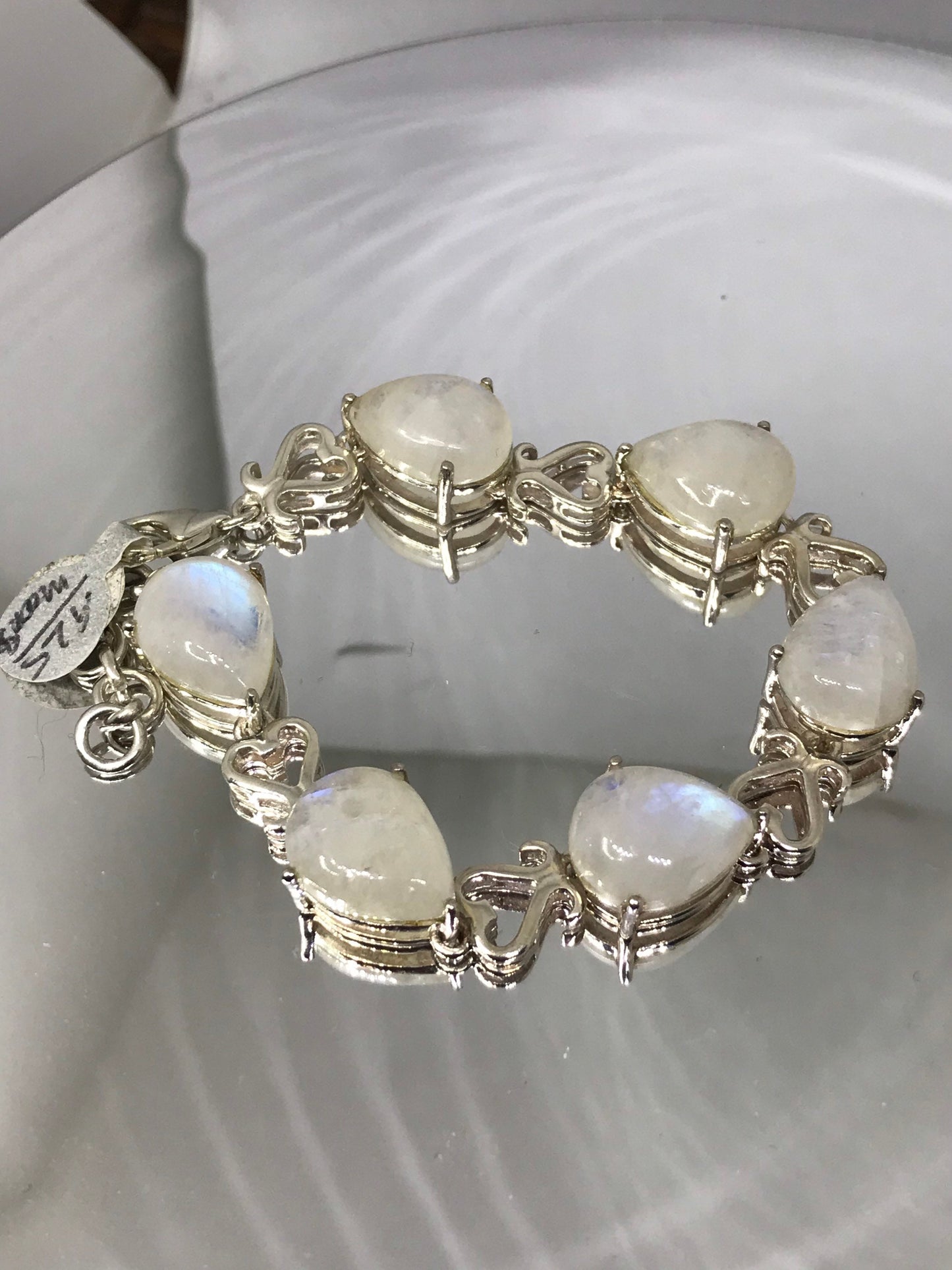 Rainbow Moonstone Sterling Silver Bracelet