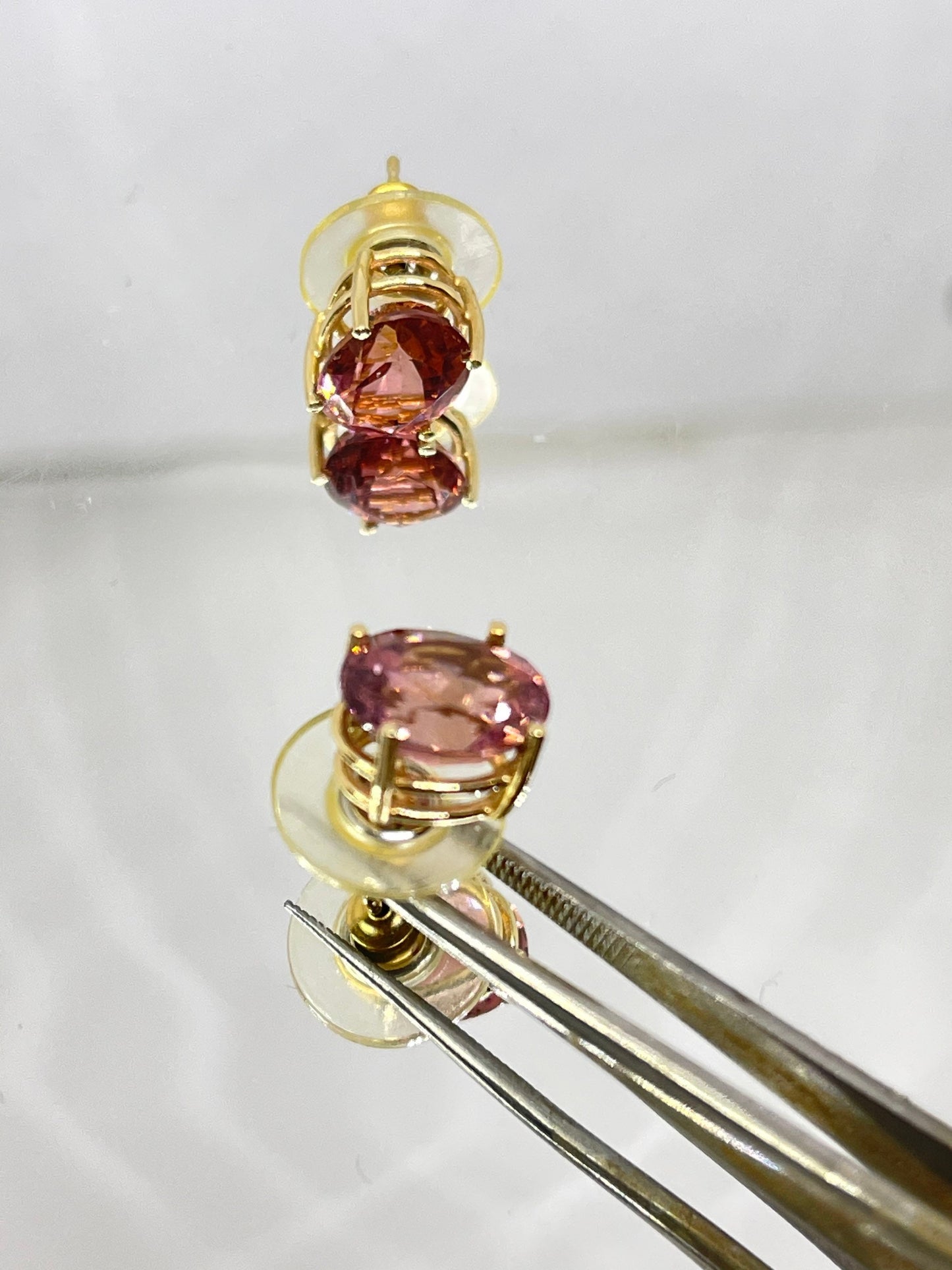 5.90 Carat Natural Rubellite Pink Tourmaline 14k Yellow Gold Earrings