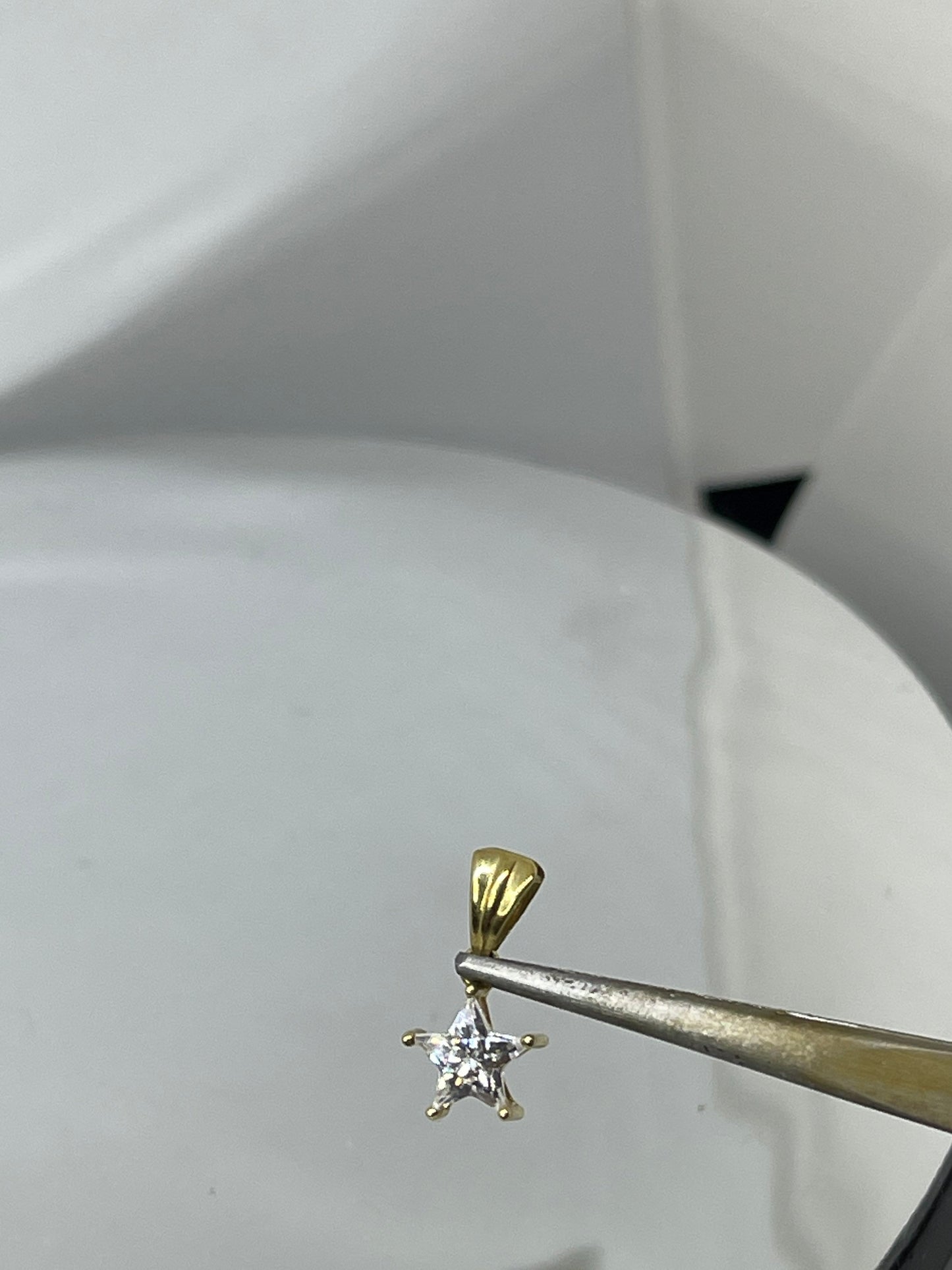 14K Yellow Gold Custom Star Cut CZ Pendant