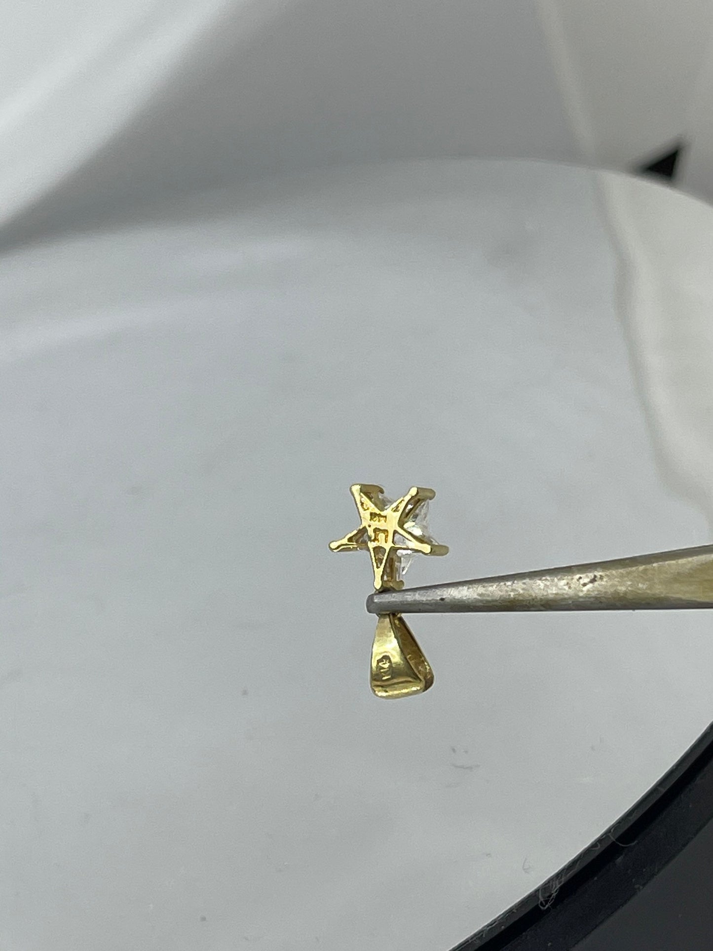 14K Yellow Gold Custom Star Cut CZ Pendant