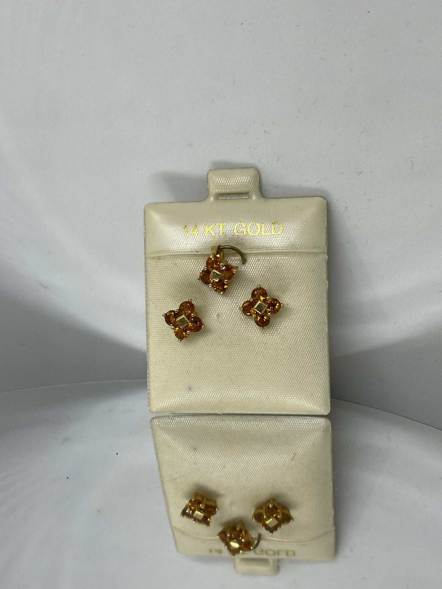 Petite Madeira Citrine 14k Earring and Pendant Set