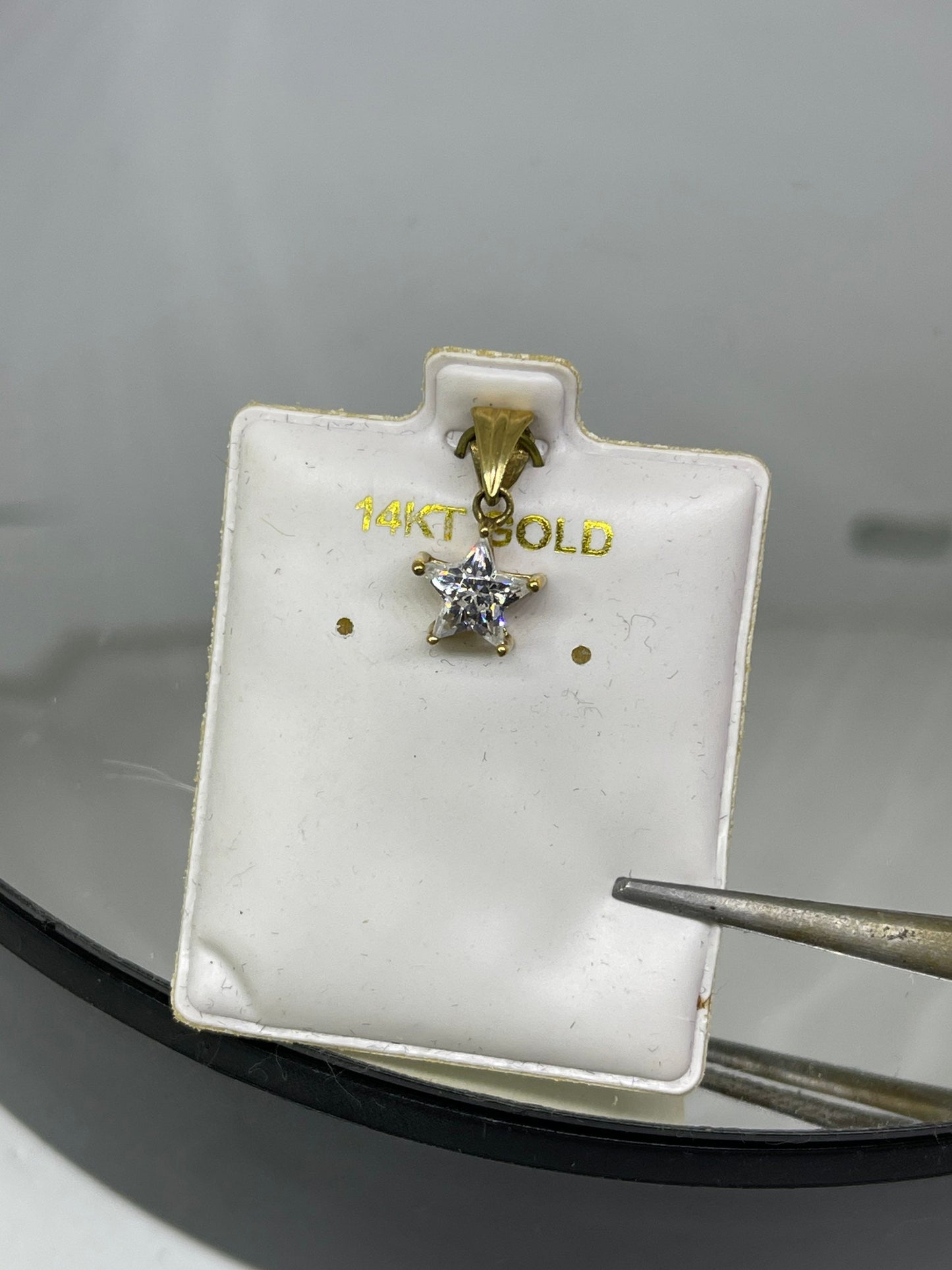 14K Yellow Gold Custom Star Cut CZ Pendant