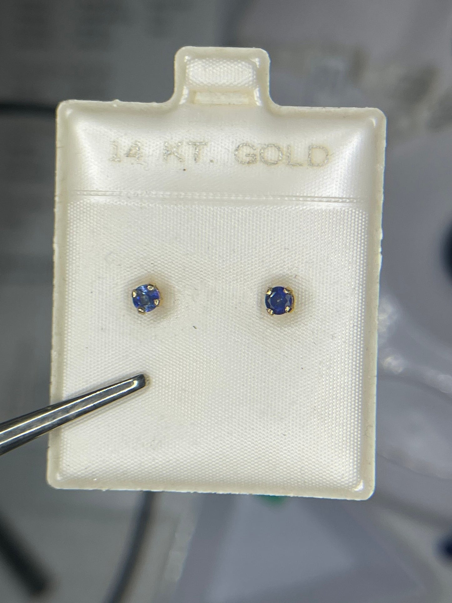 3MM Sapphire 14K Gold Stud Earrings