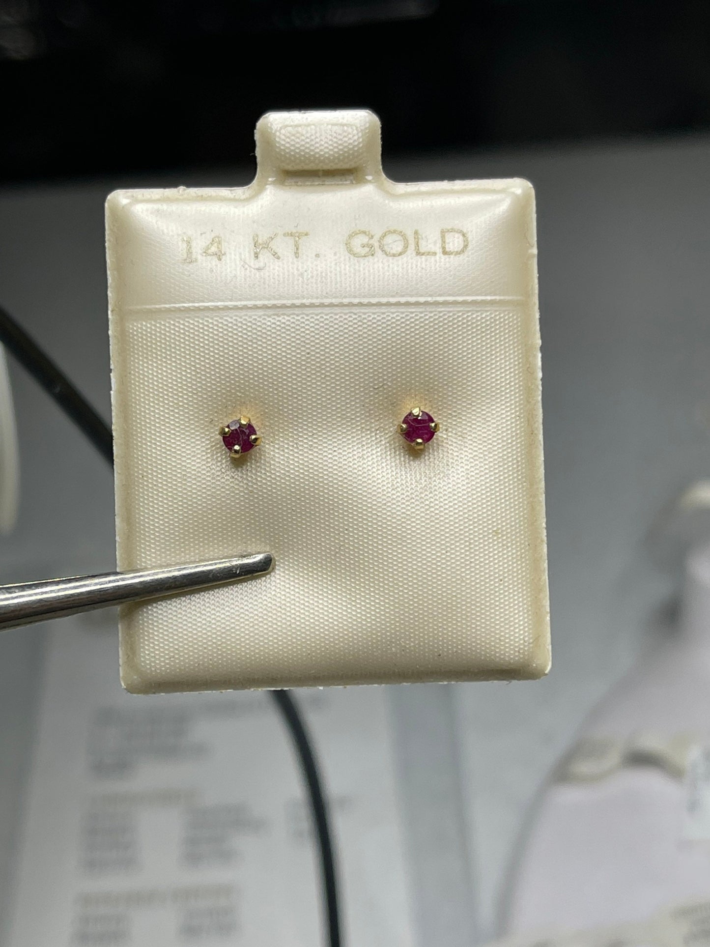 3MM Ruby 14K Yellow Gold Stud Earrings