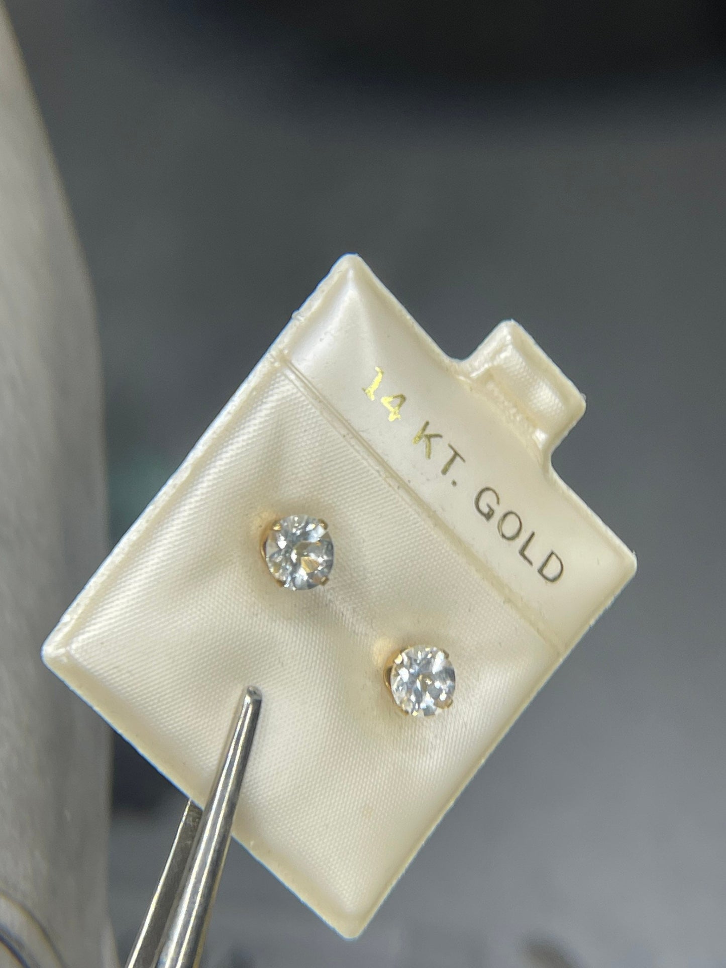 Natural White Topaz 14K Yellow Gold Stud Earrings