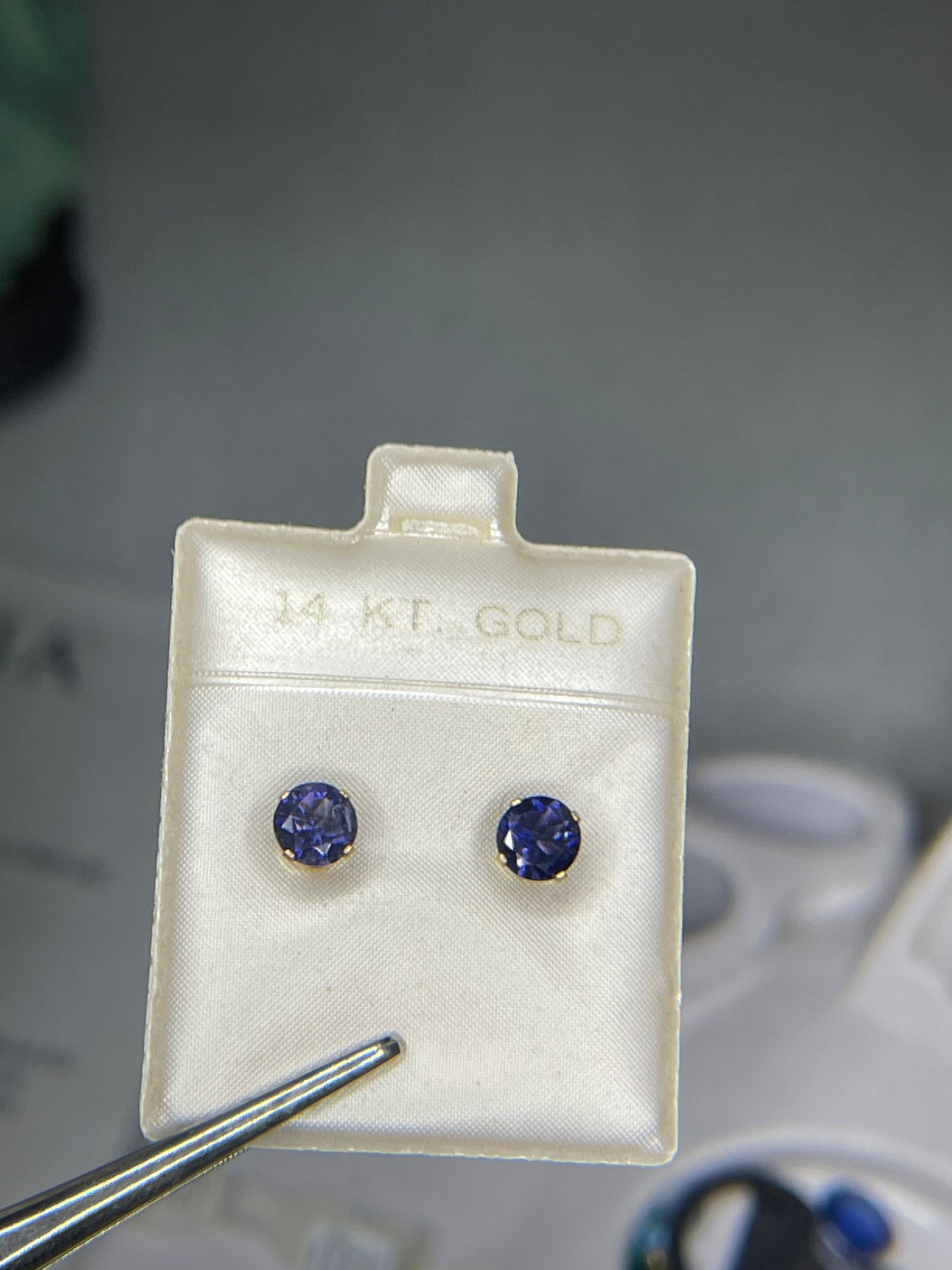 Natural Iolite 14K Yellow Gold Earrings