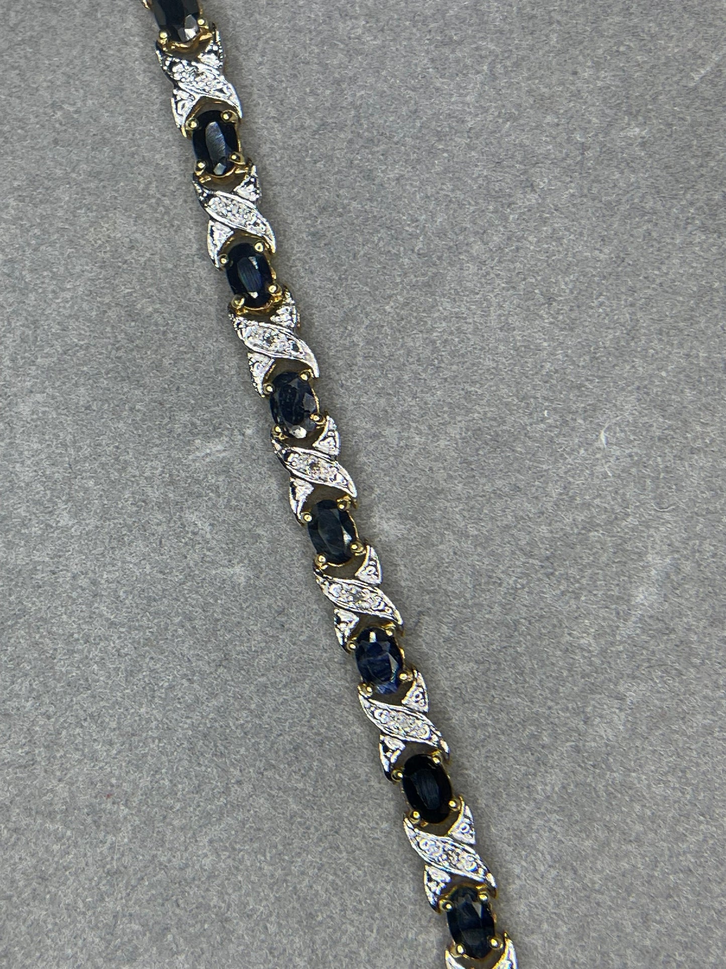 Natural Midnight Sapphire Diamond 18K Vermeil Sterling Silver Bracelet