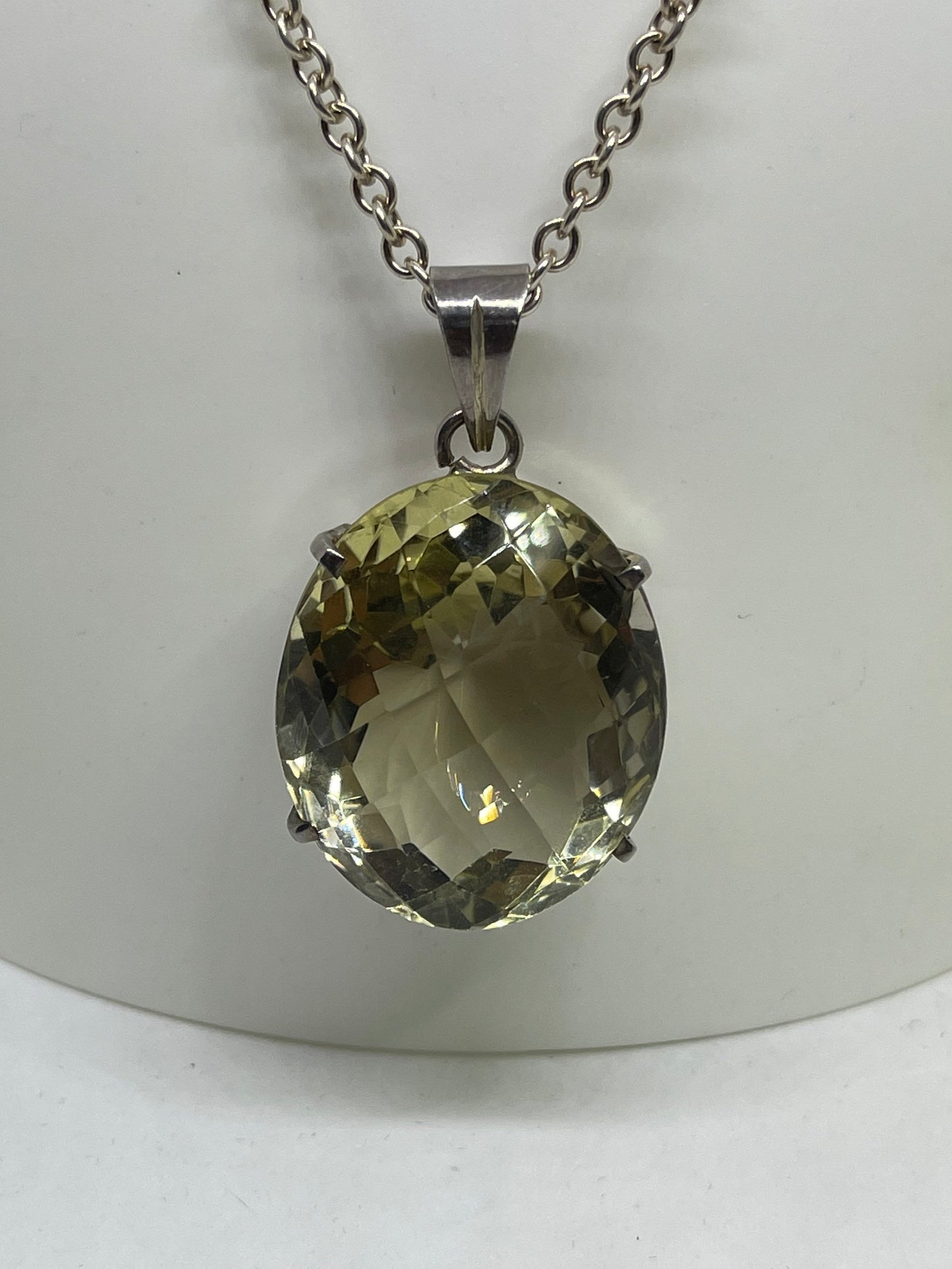 80+ Carat Lemon Quartz Sterling Silver Necklace