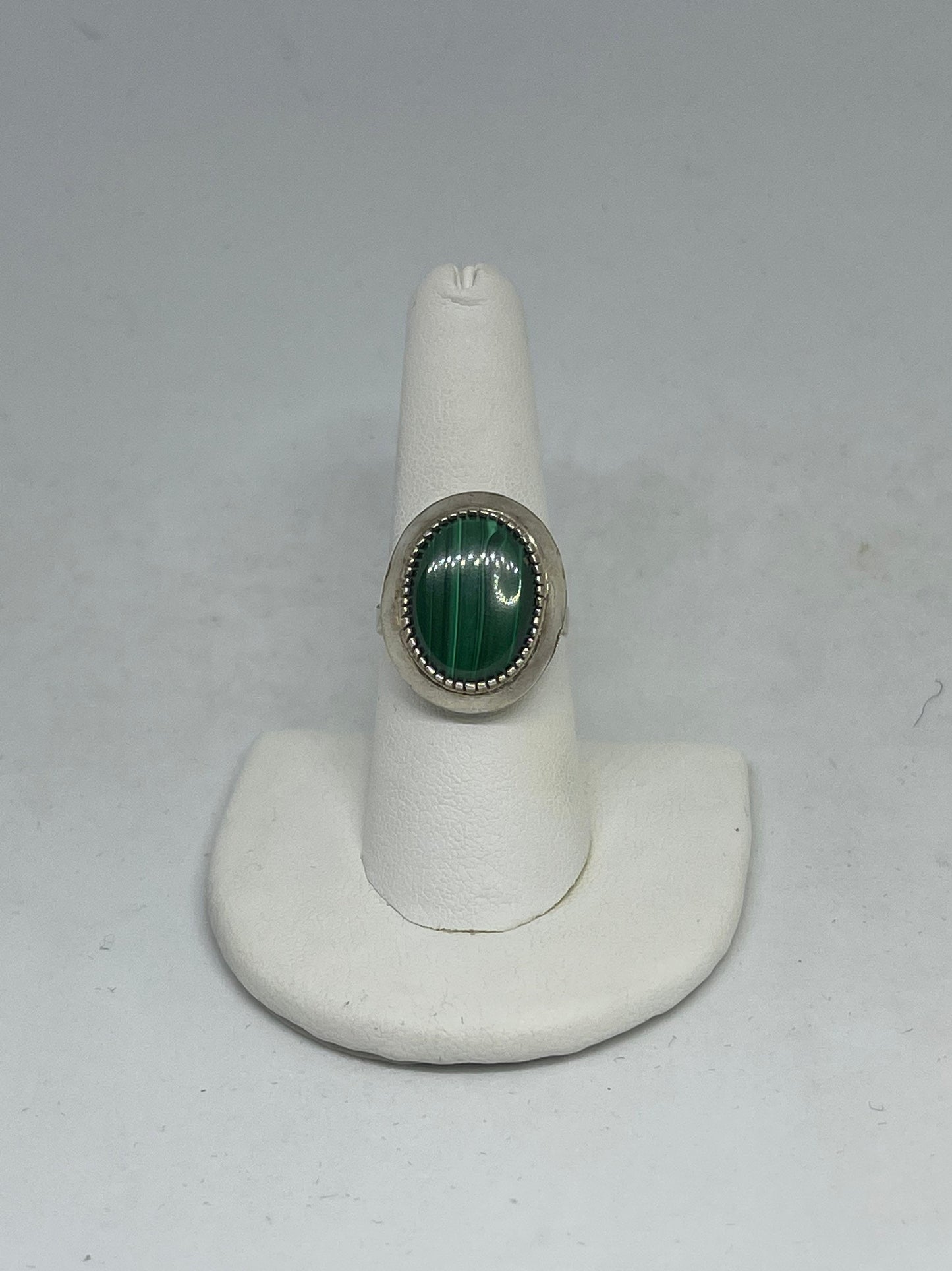 Malachite Sterling Silver Ring (Size 7.5)