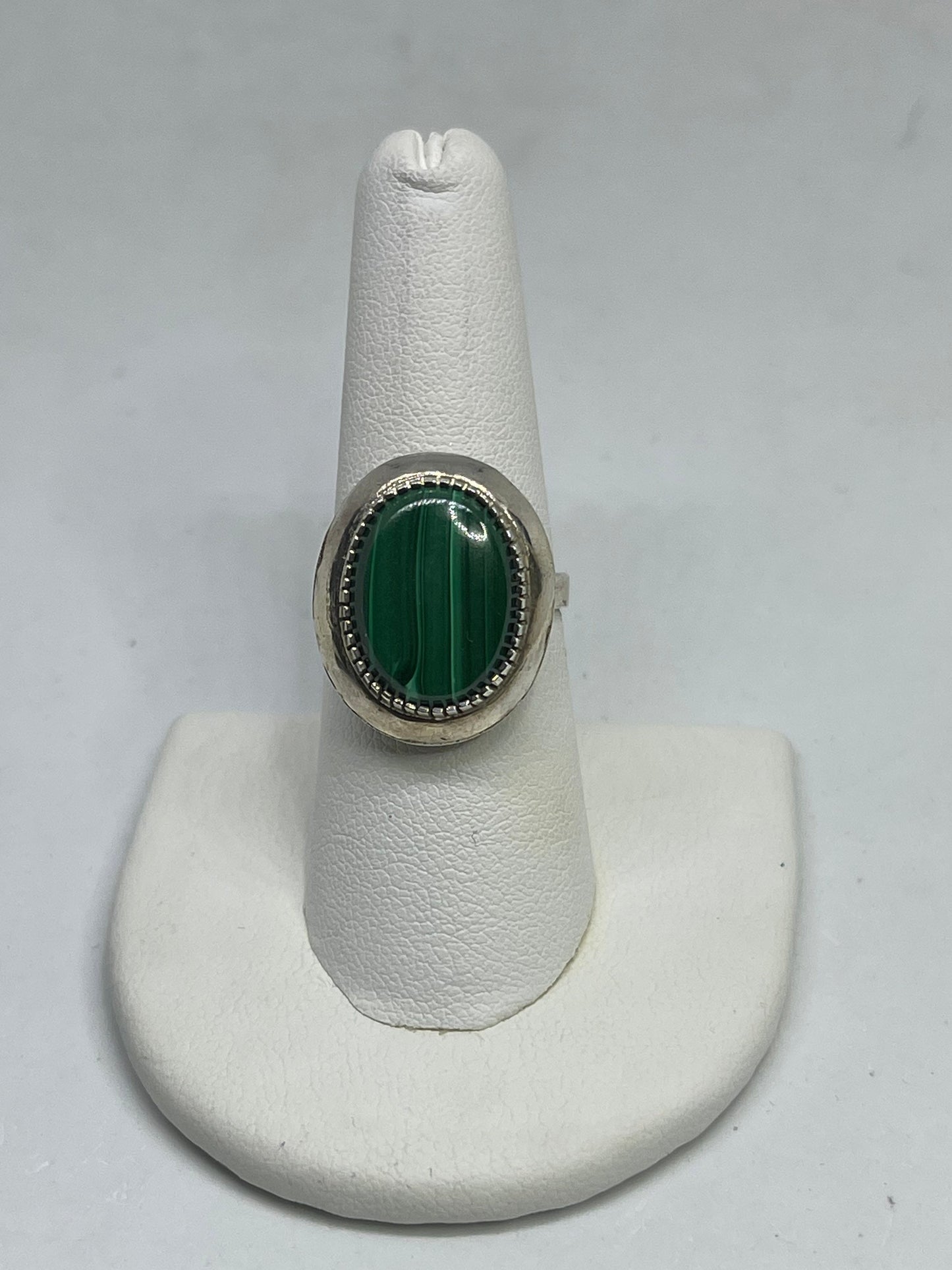 Malachite Sterling Silver Ring (Size 7.5)