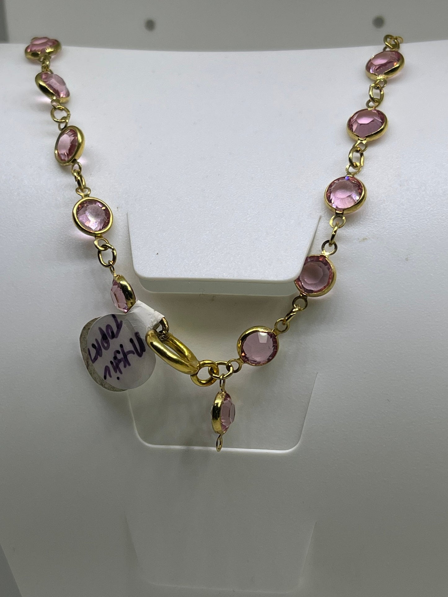 Pink Mystic Topaz Swarovski Crystal 14k GF Handmade Necklace