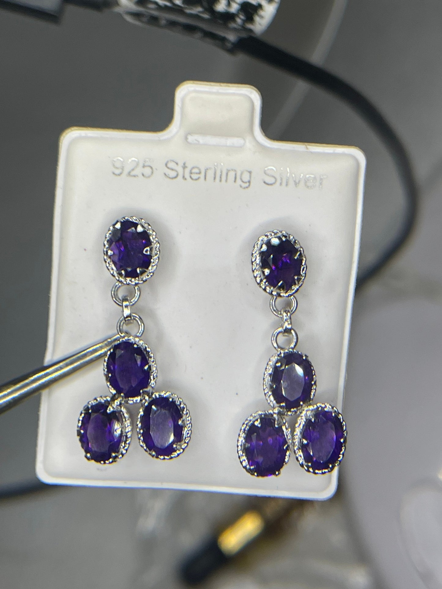 Zambian Amethyst Dangle Sterling Silver Earrings