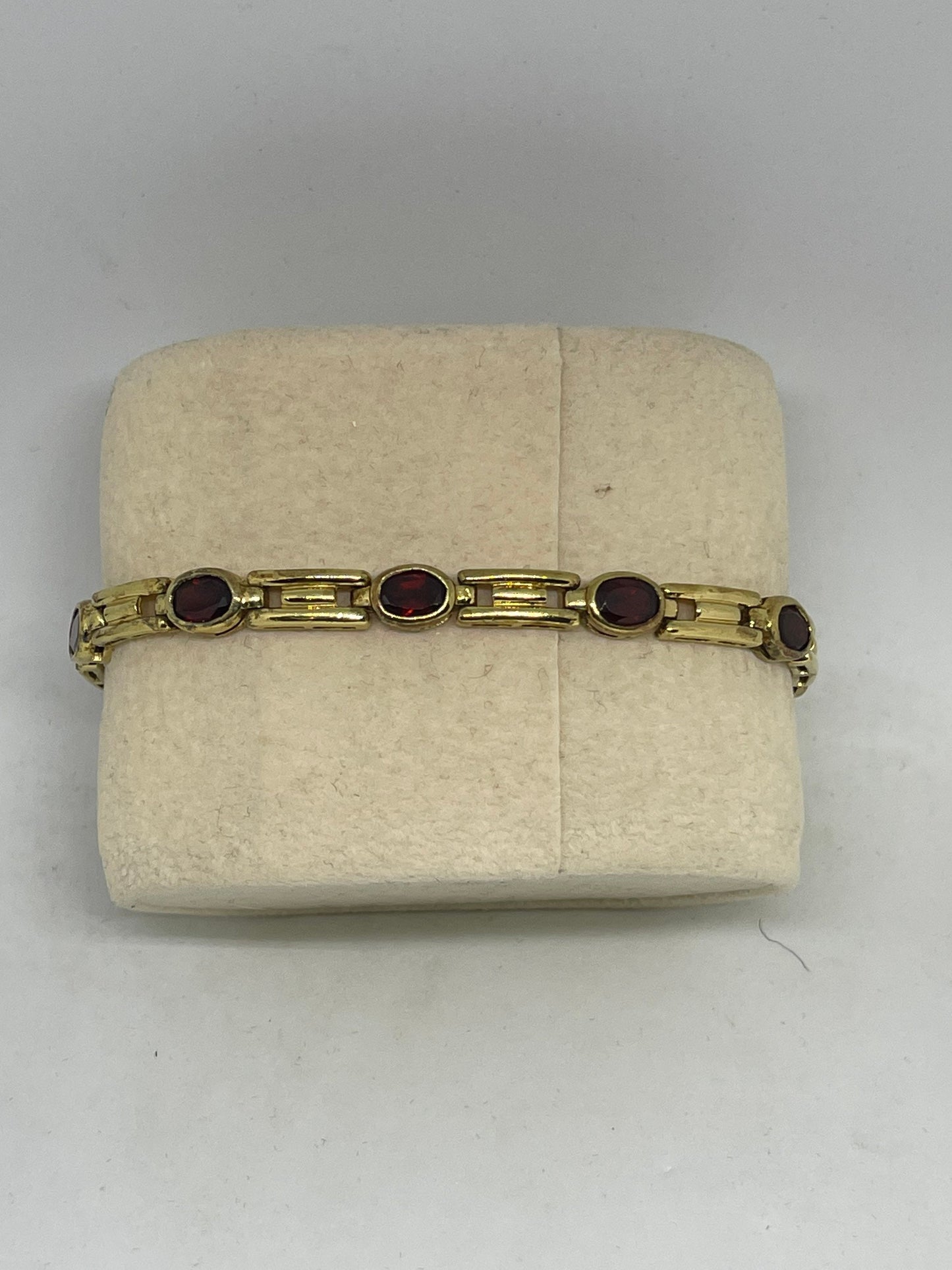 Natural Garnet Vermeil Sterling Silver Bracelet